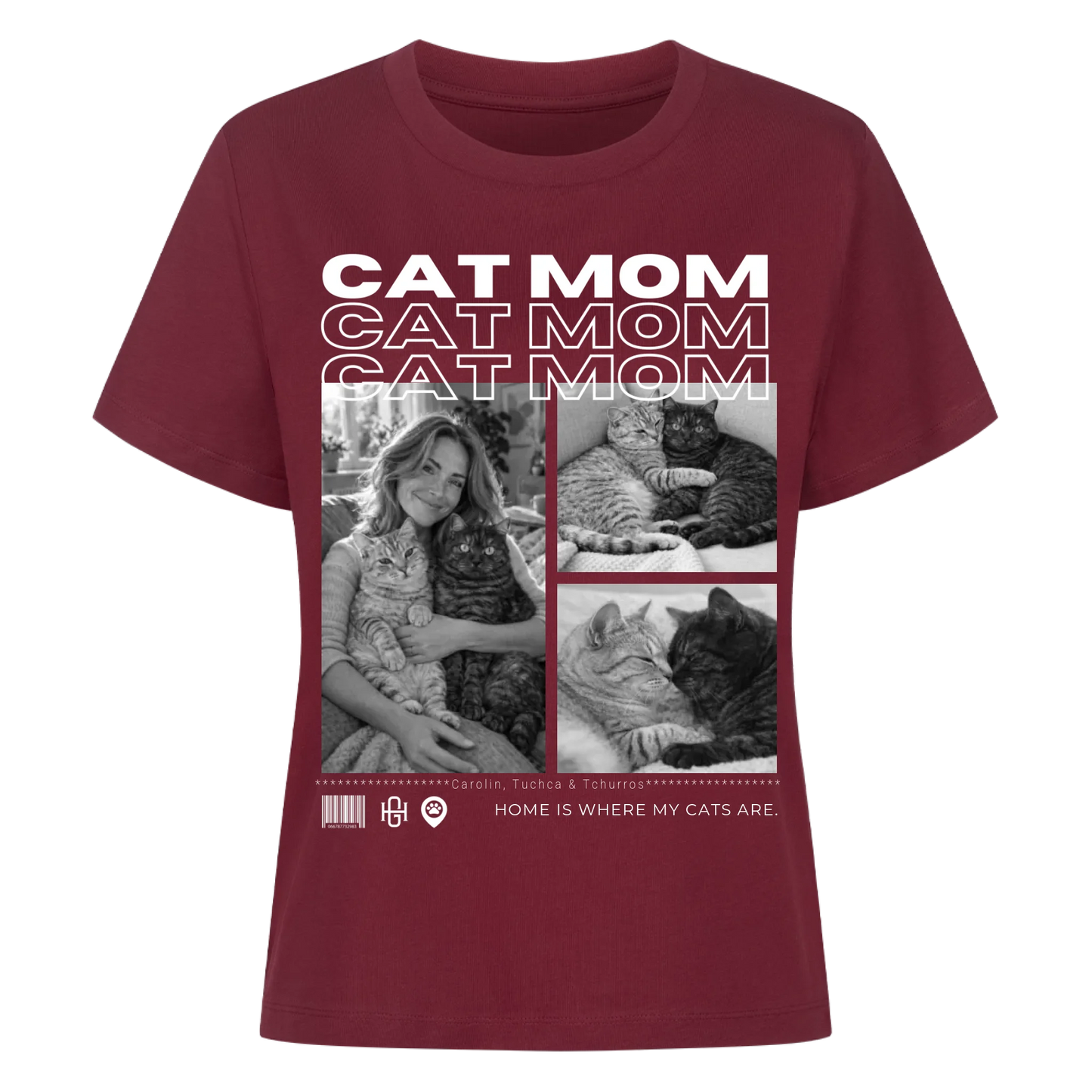 Cat Mom T-Shirt - Eigene Fotos, Namen + Text