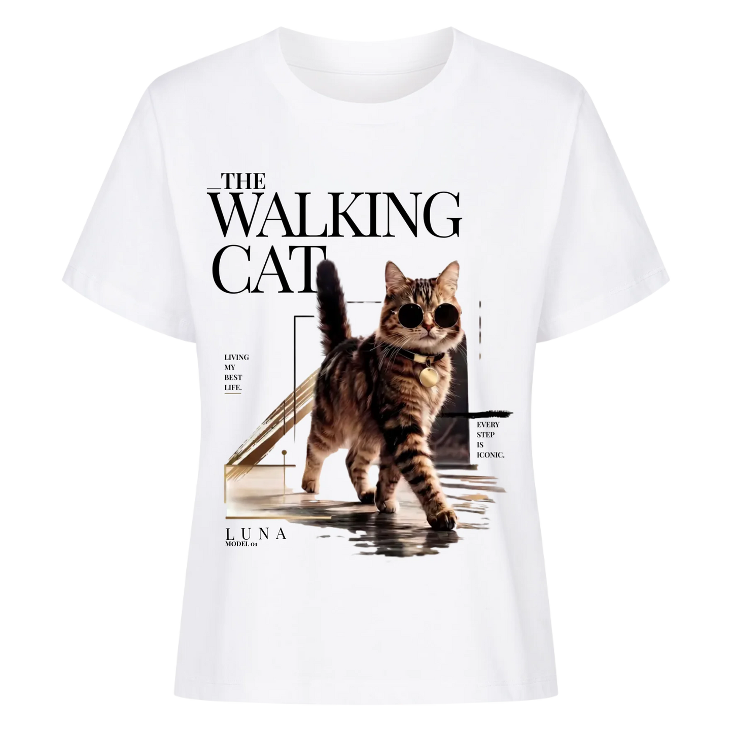 Walking Cat T-Shirt - Eigenes Foto + Name