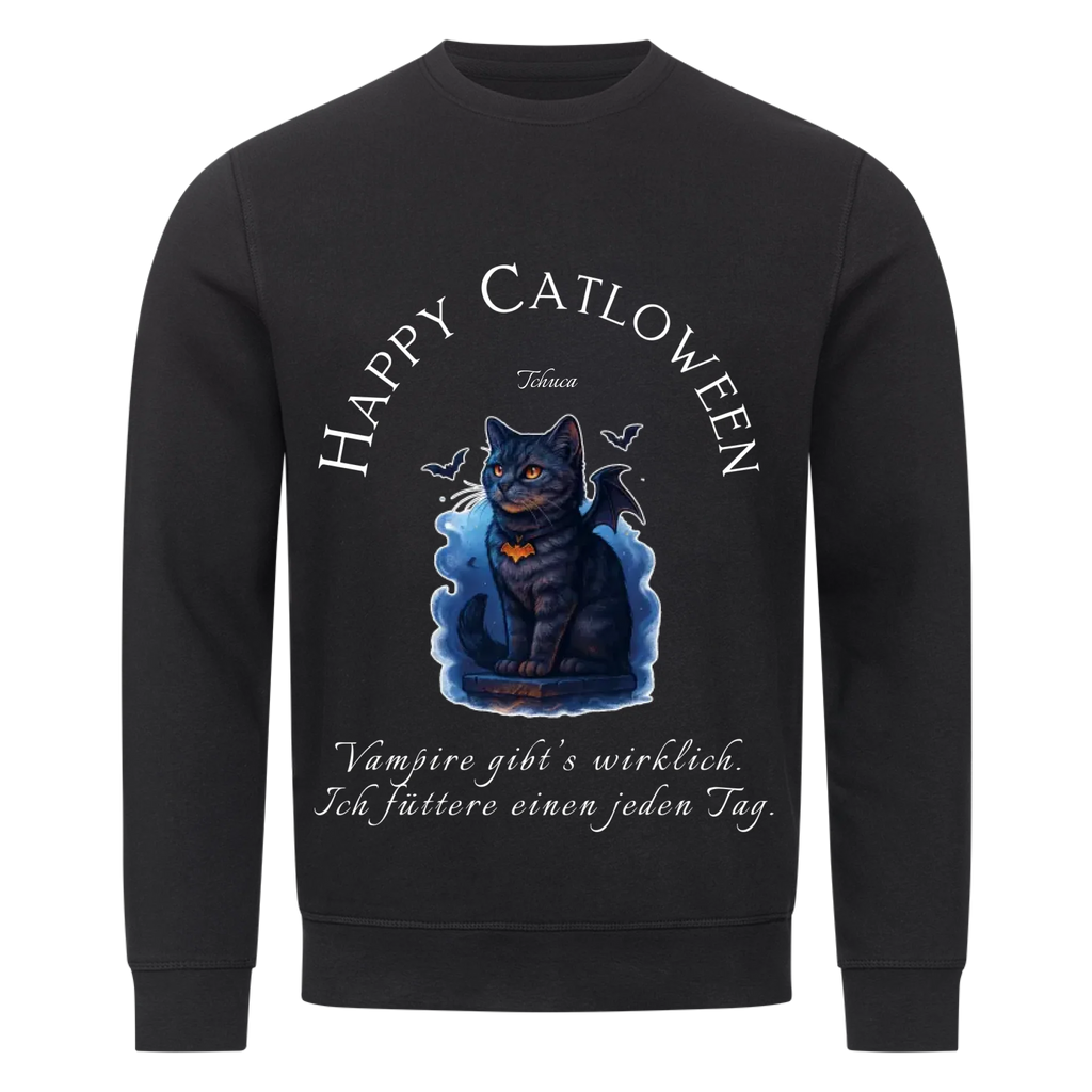 Unisex Sweatshirt Happy Catloween - Deine Katze als kleiner Vampir