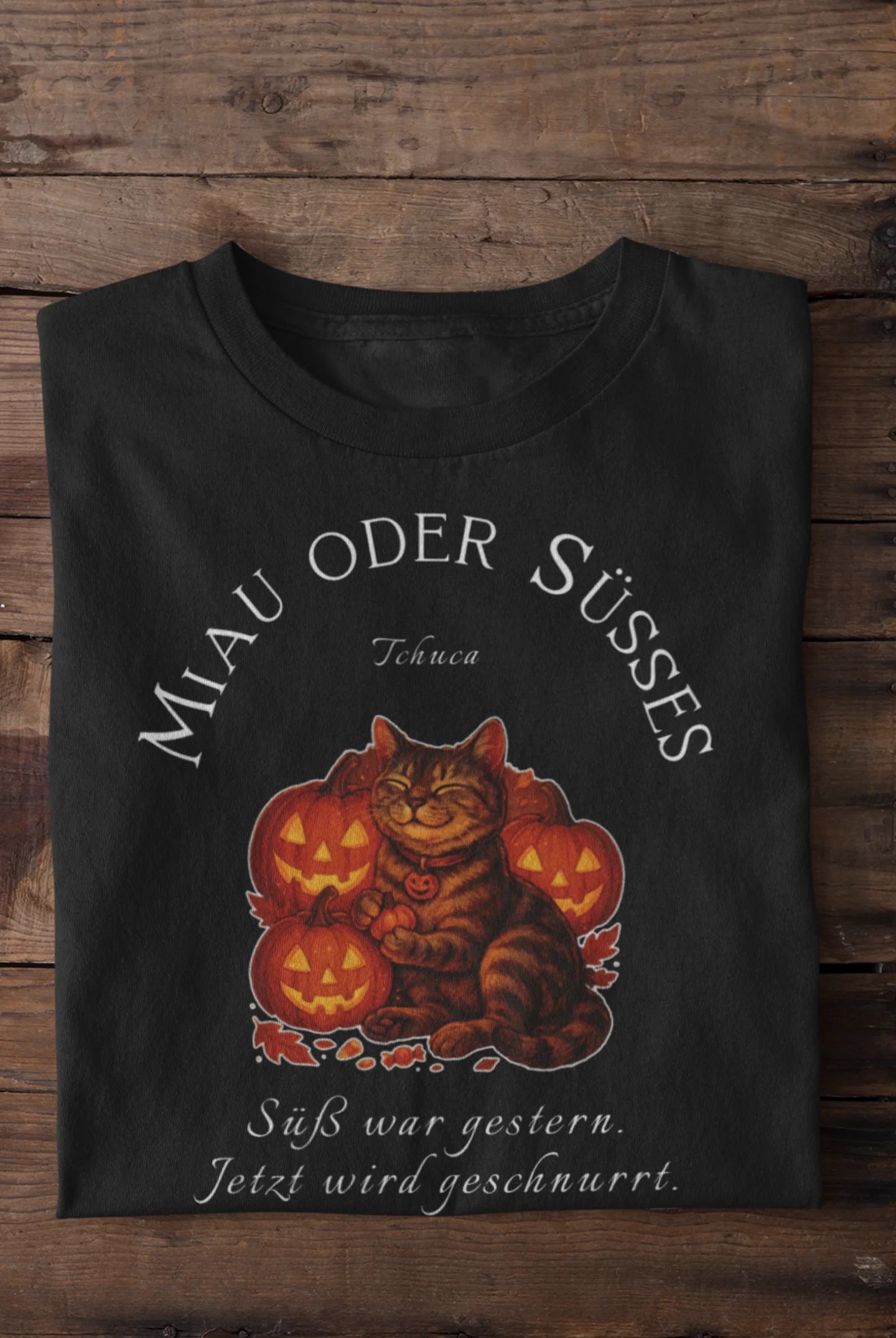 T-Shirt Happy Catloween - Deine Katze im Halloween Style