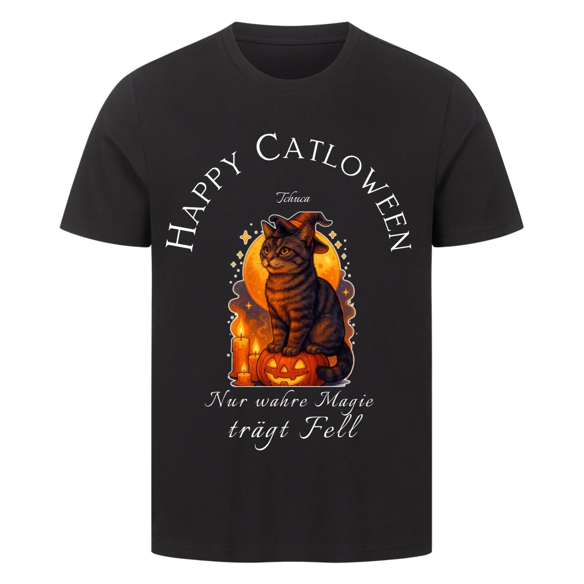 T-Shirt Happy Catloween - Deine Katze als süße Hexe