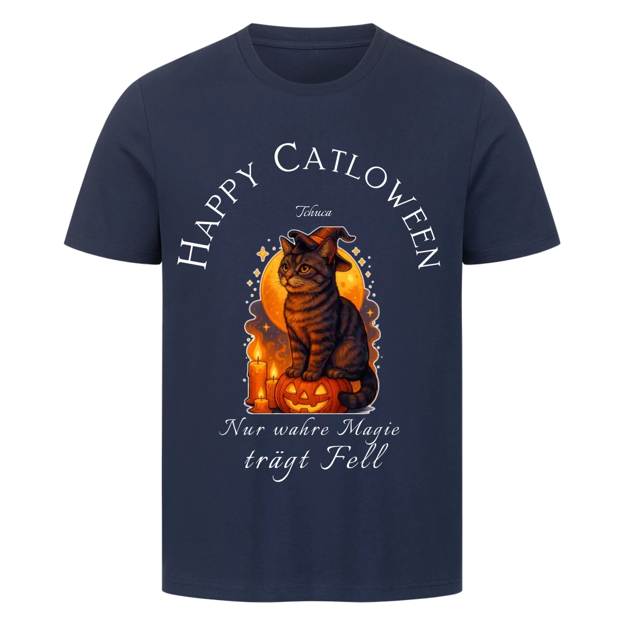 T-Shirt Happy Catloween - Deine Katze als süße Hexe