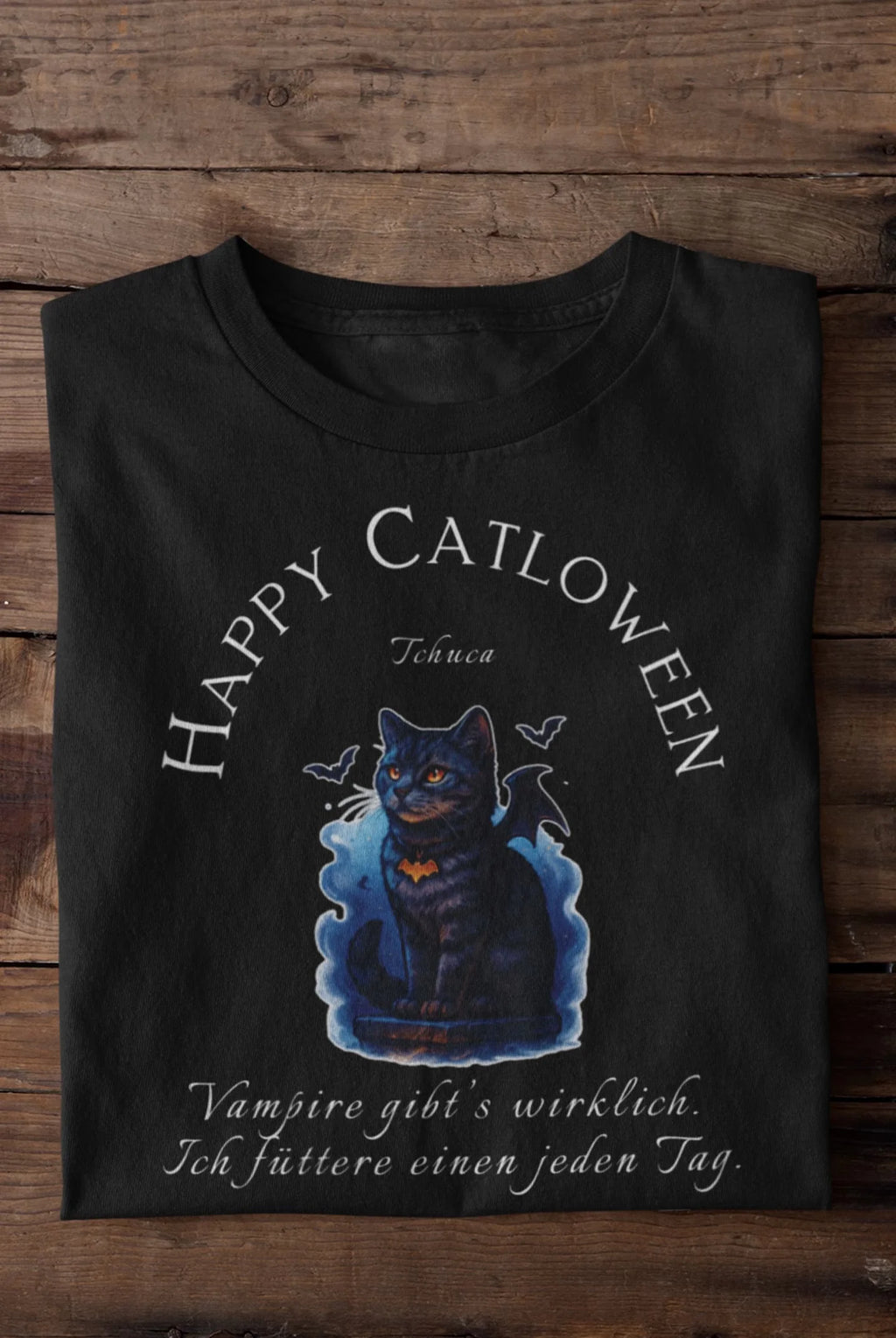 T-Shirt Happy Catloween - Deine Katze als kleiner Vampir