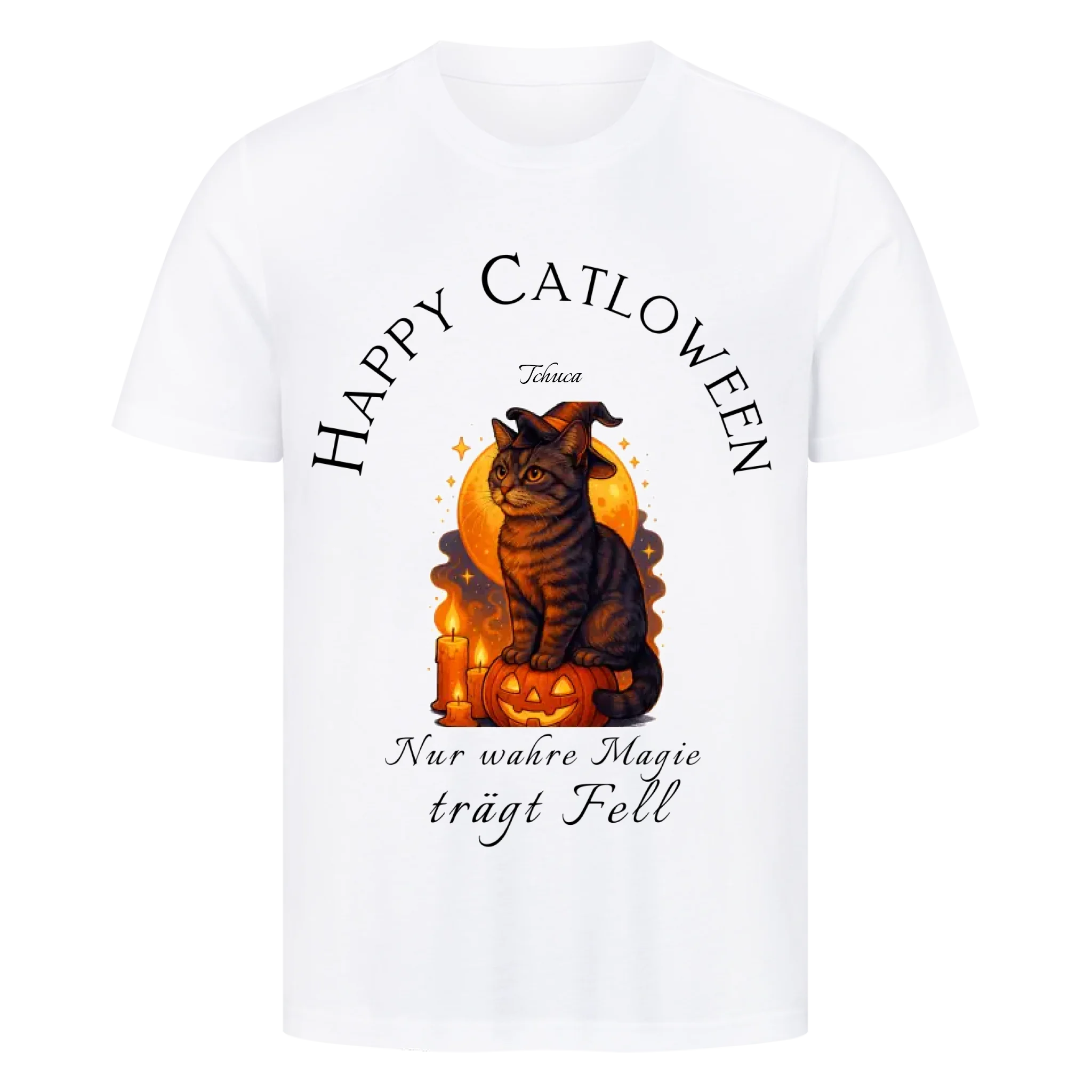 T-Shirt Happy Catloween - Deine Katze als süße Hexe