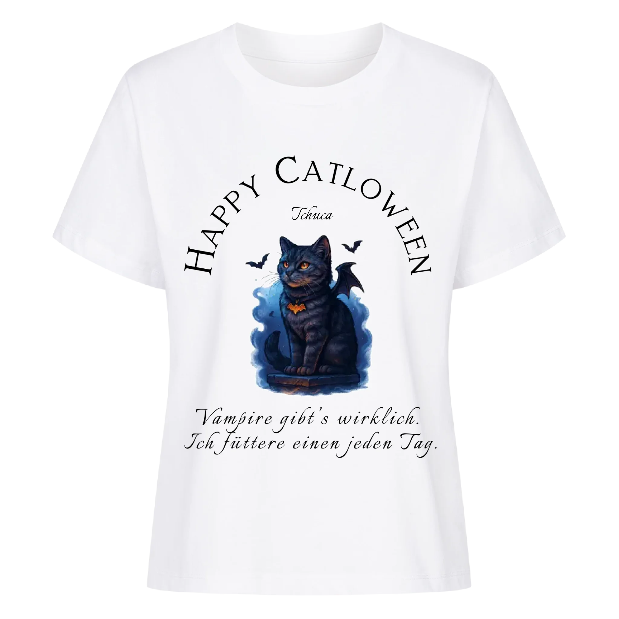 T-Shirt Happy Catloween - Deine Katze als kleiner Vampir