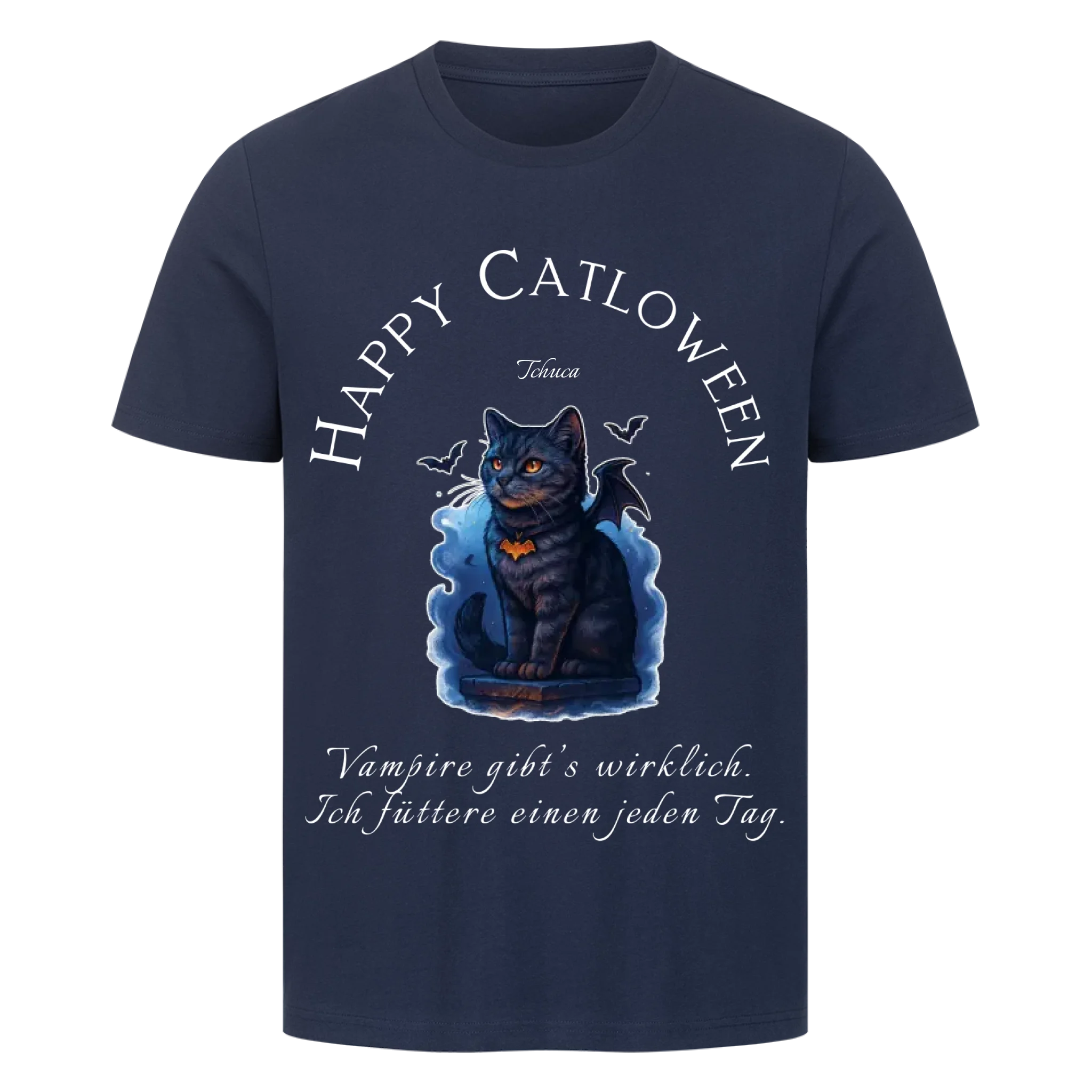 T-Shirt Happy Catloween - Deine Katze als kleiner Vampir
