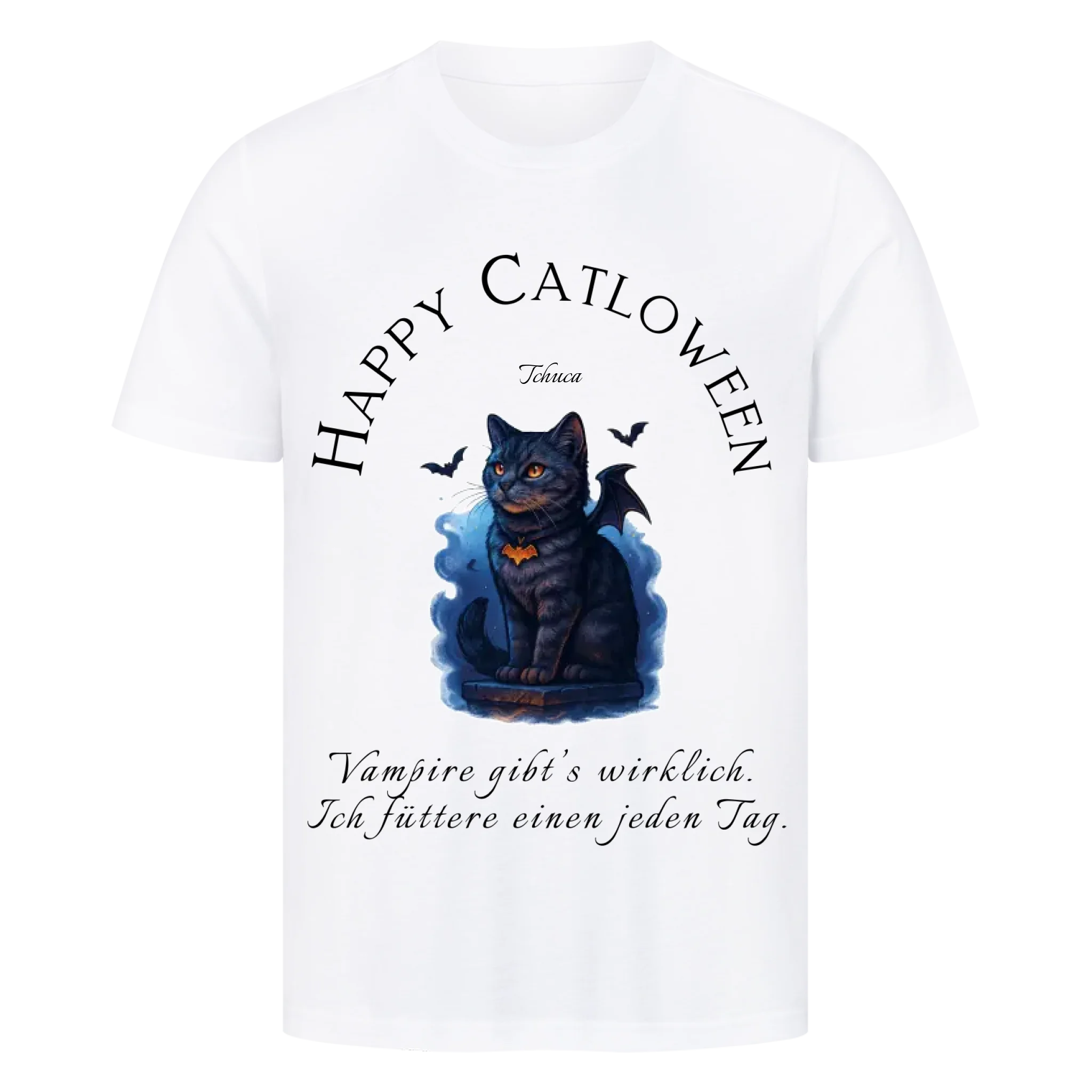 T-Shirt Happy Catloween - Deine Katze als kleiner Vampir