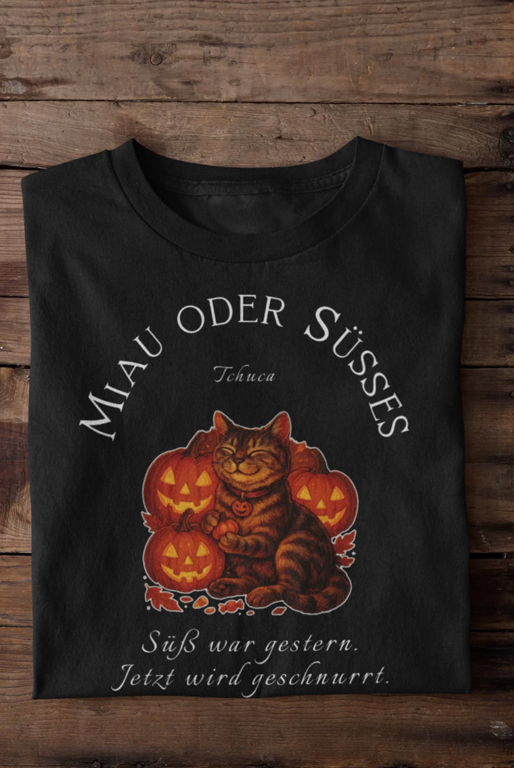 Happy Catloween - Katze im Halloween Style - Individuelles Premium T-Shirt