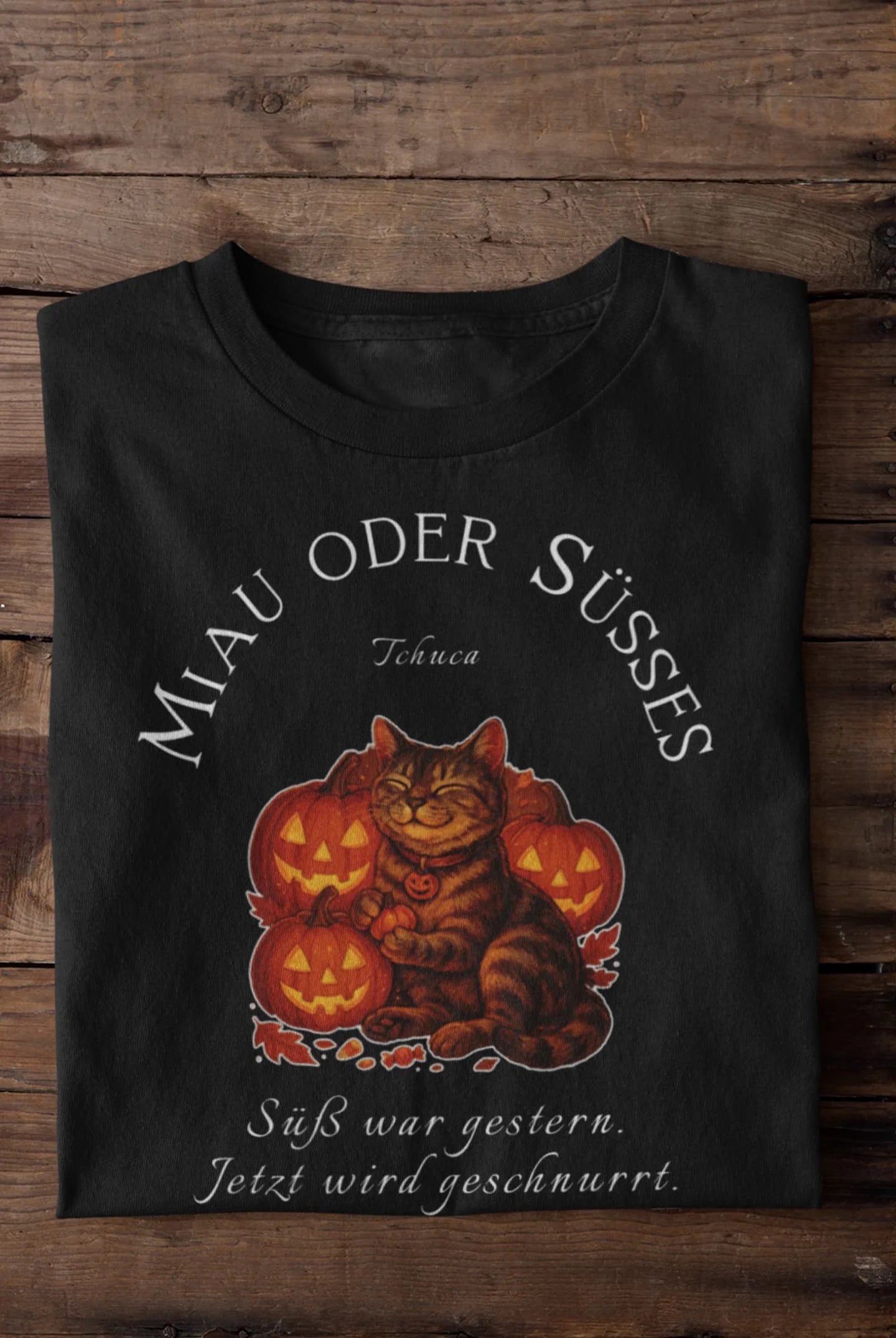 Happy Catloween - Katze im Halloween Style - Individuelles Premium T-Shirt