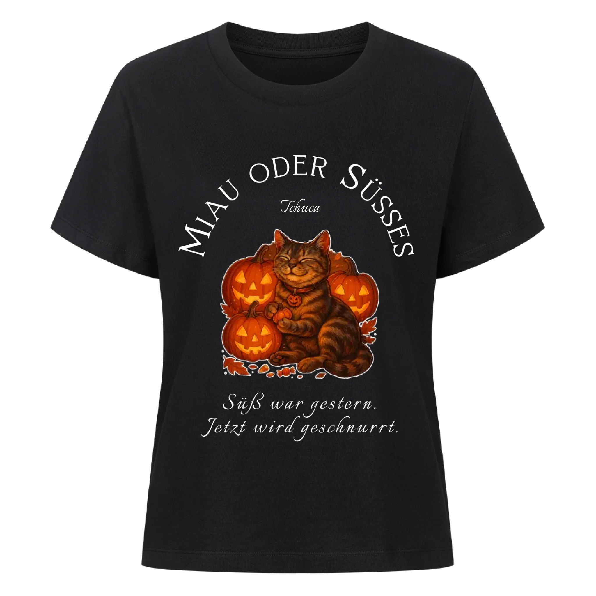 Happy Catloween - Katze im Halloween Style - Individuelles Premium T-Shirt