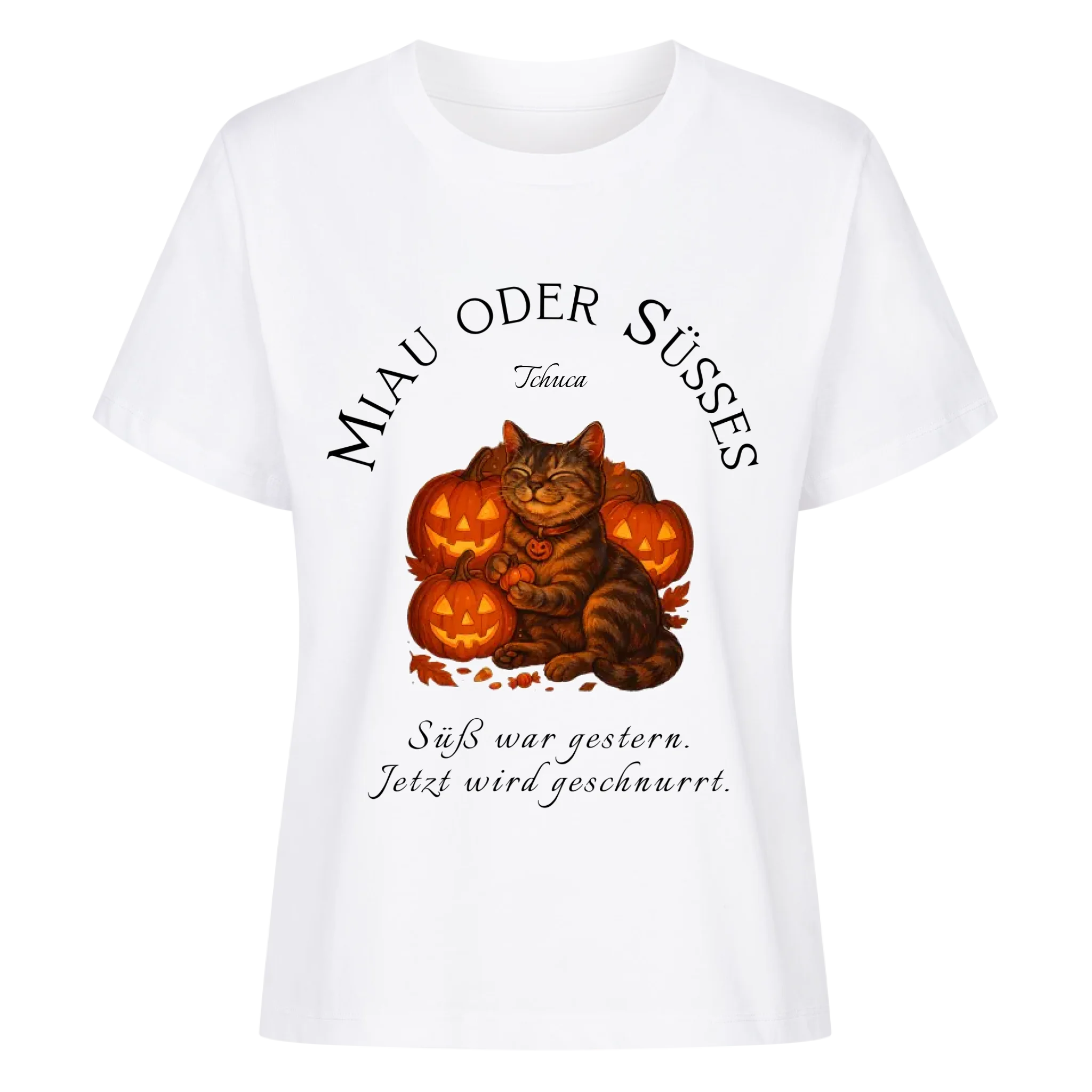 Happy Catloween - Katze im Halloween Style - Individuelles Premium T-Shirt