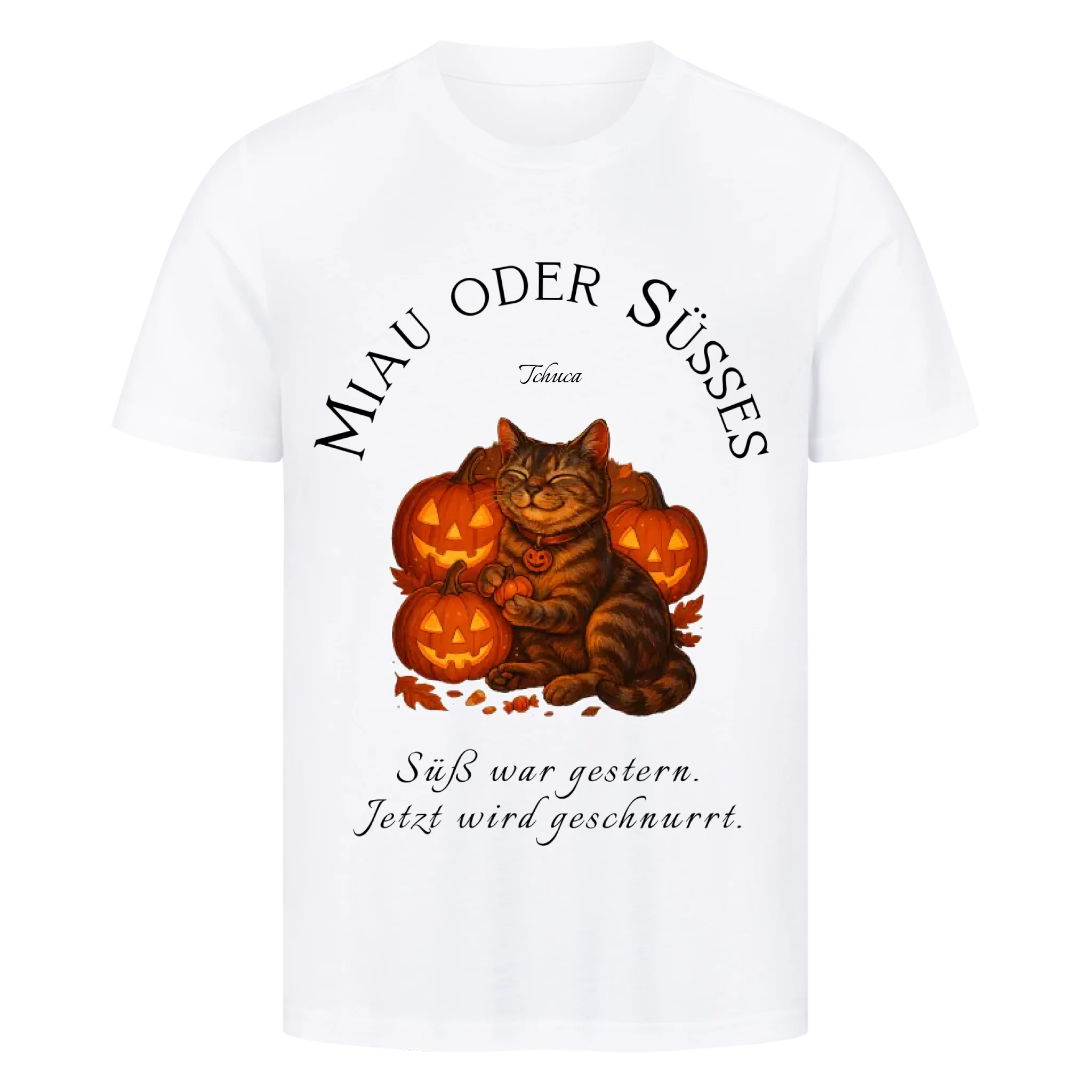 Happy Catloween - Katze im Halloween Style - Individuelles Premium T-Shirt