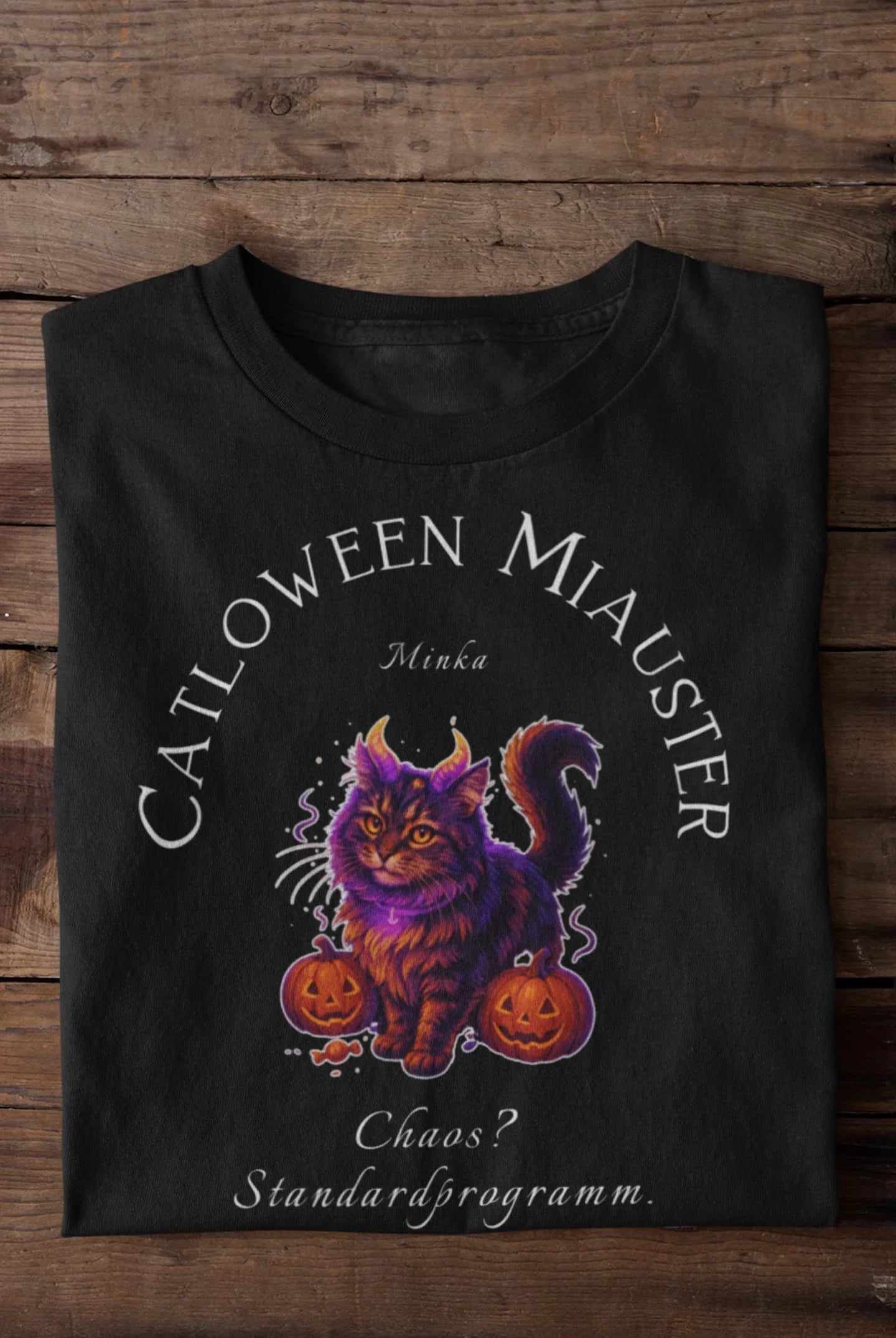 Happy Catloween - Katze als niedliches Monster - Individuelles Premium T-Shirt