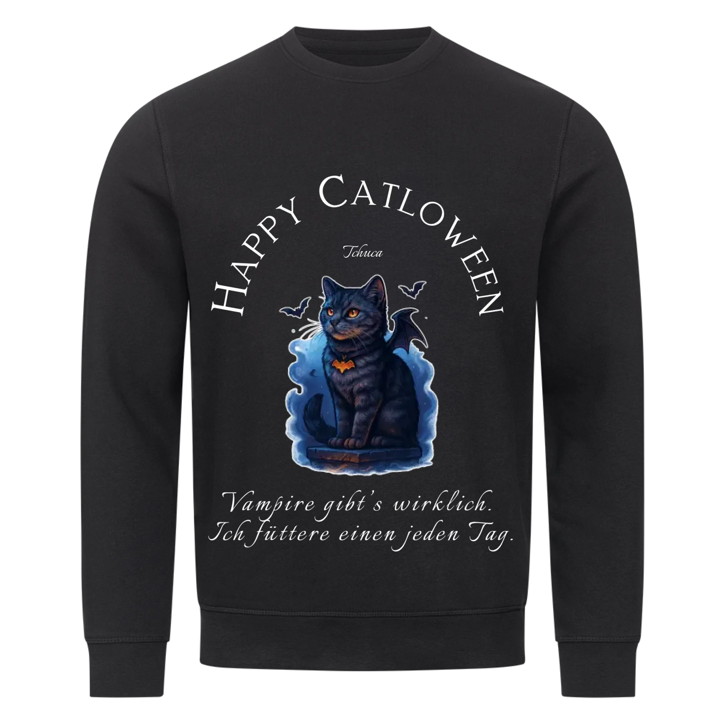 Happy Catloween Vampir Bio Sweatshirt - Eigenes Bild + Name