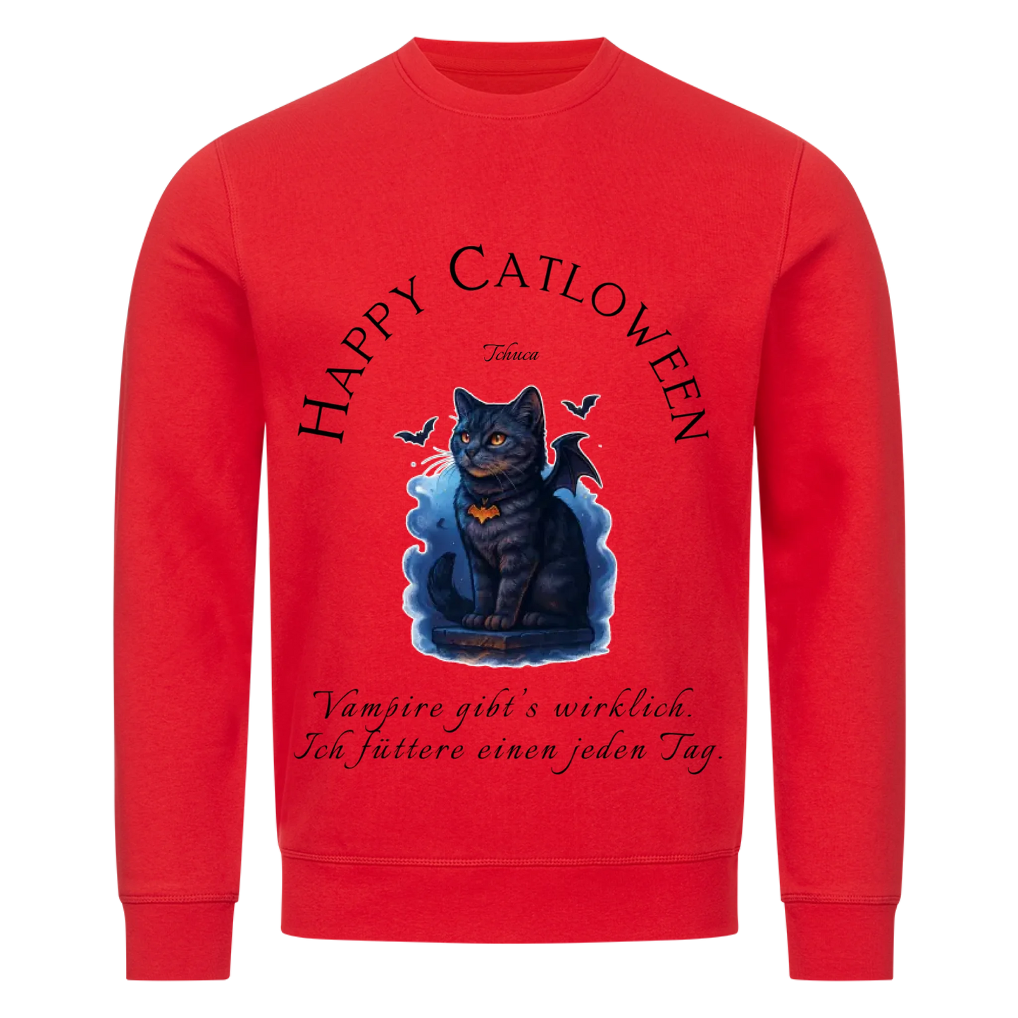 Happy Catloween Vampir Bio Sweatshirt - Eigenes Bild + Name