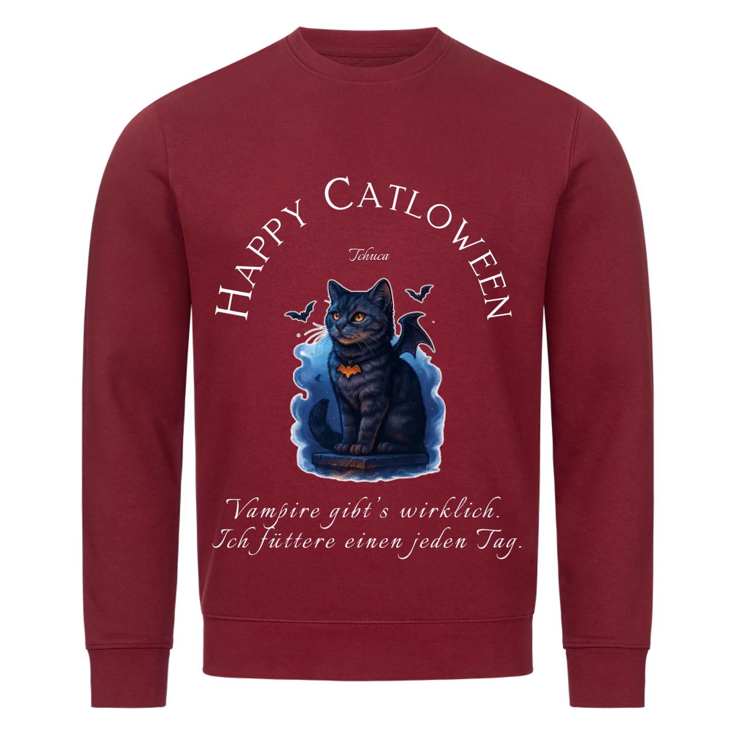 Happy Catloween Vampir Bio Sweatshirt - Eigenes Bild + Name