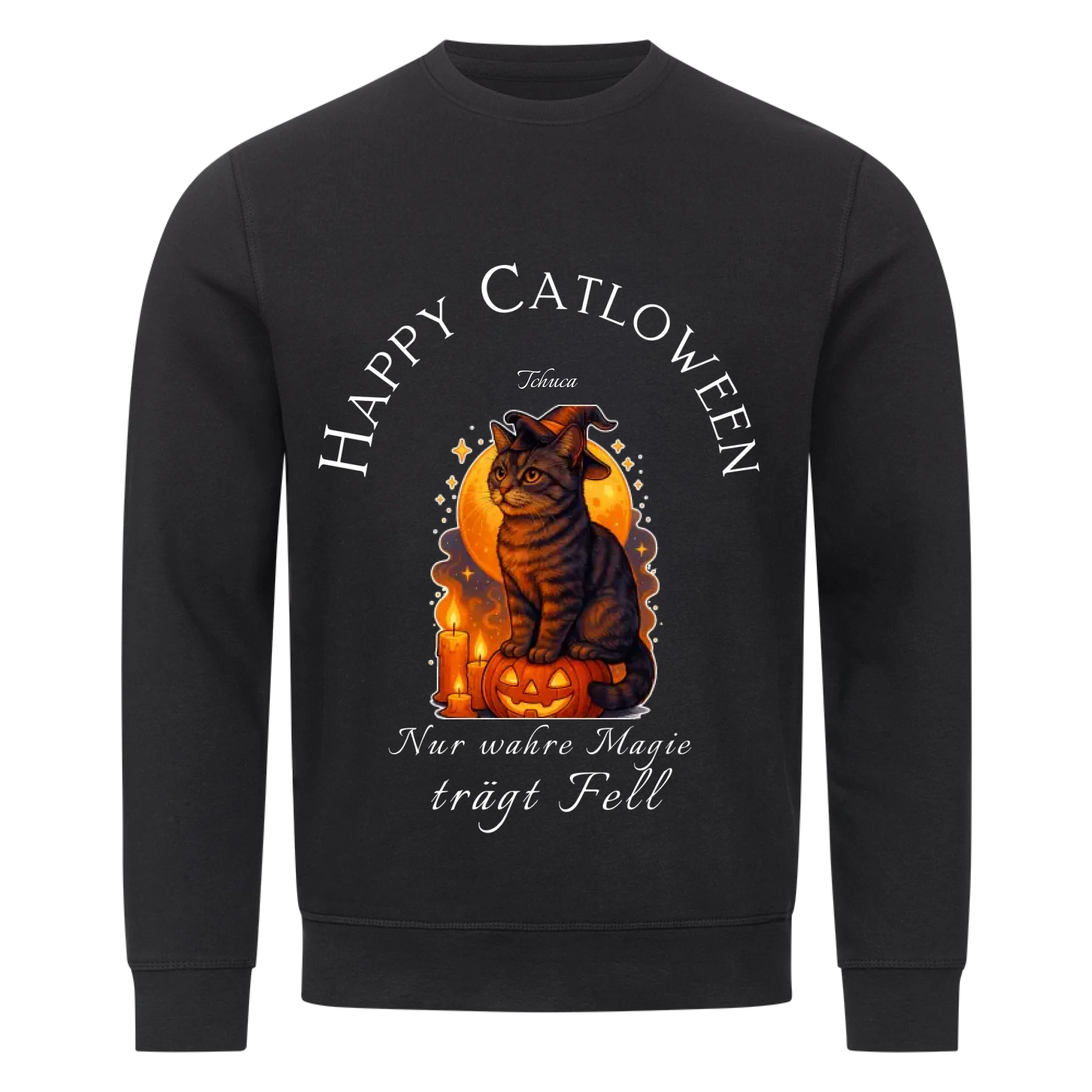 Happy Catloween - Katze als süße Hexe - Individuelles Premium Sweatshirt (Unisex)