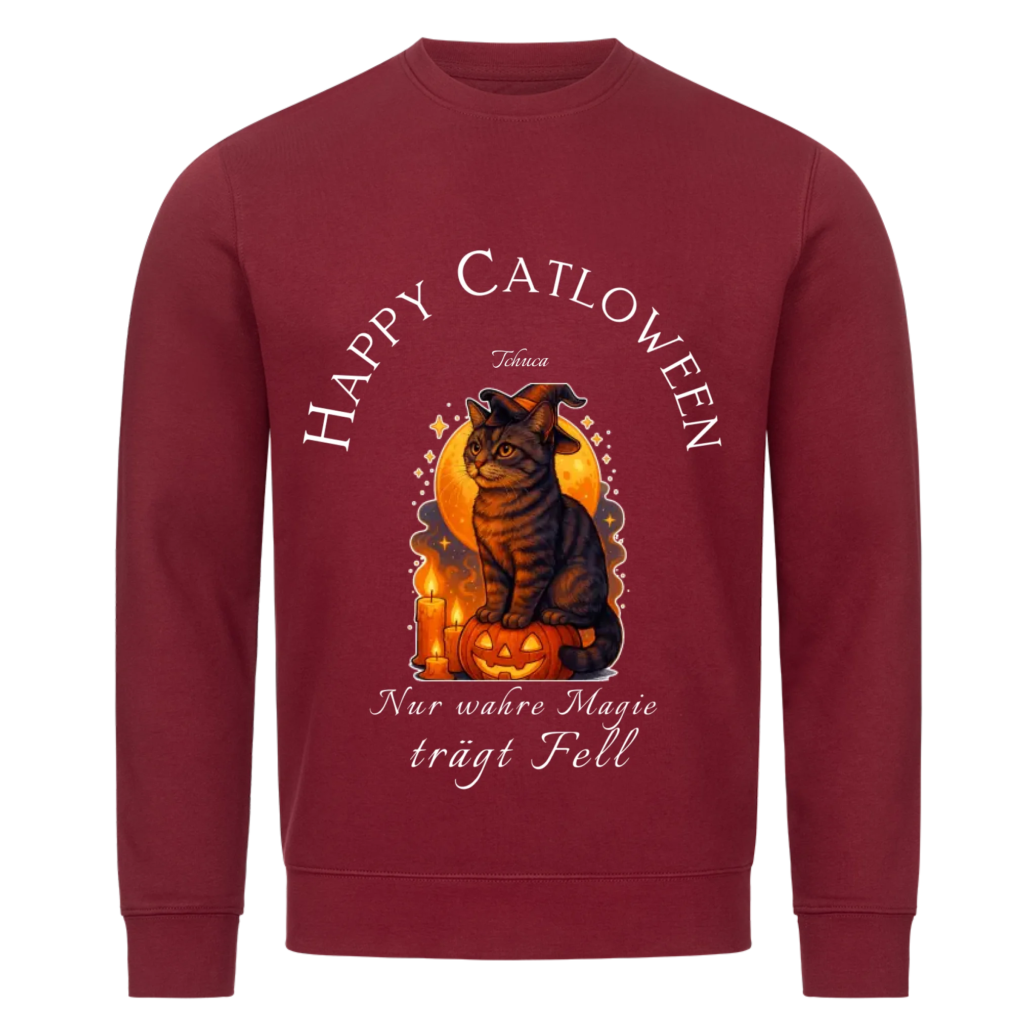 Happy Catloween - Katze als süße Hexe - Individuelles Premium Sweatshirt (Unisex)