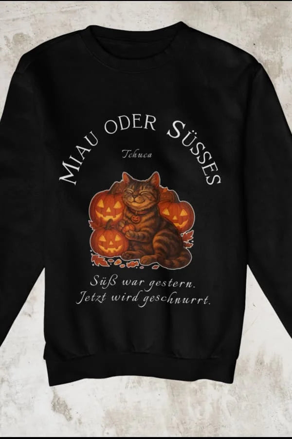 Happy Catloween - Katze im Halloween Style - Individuelles Premium Sweatshirt (Unisex)