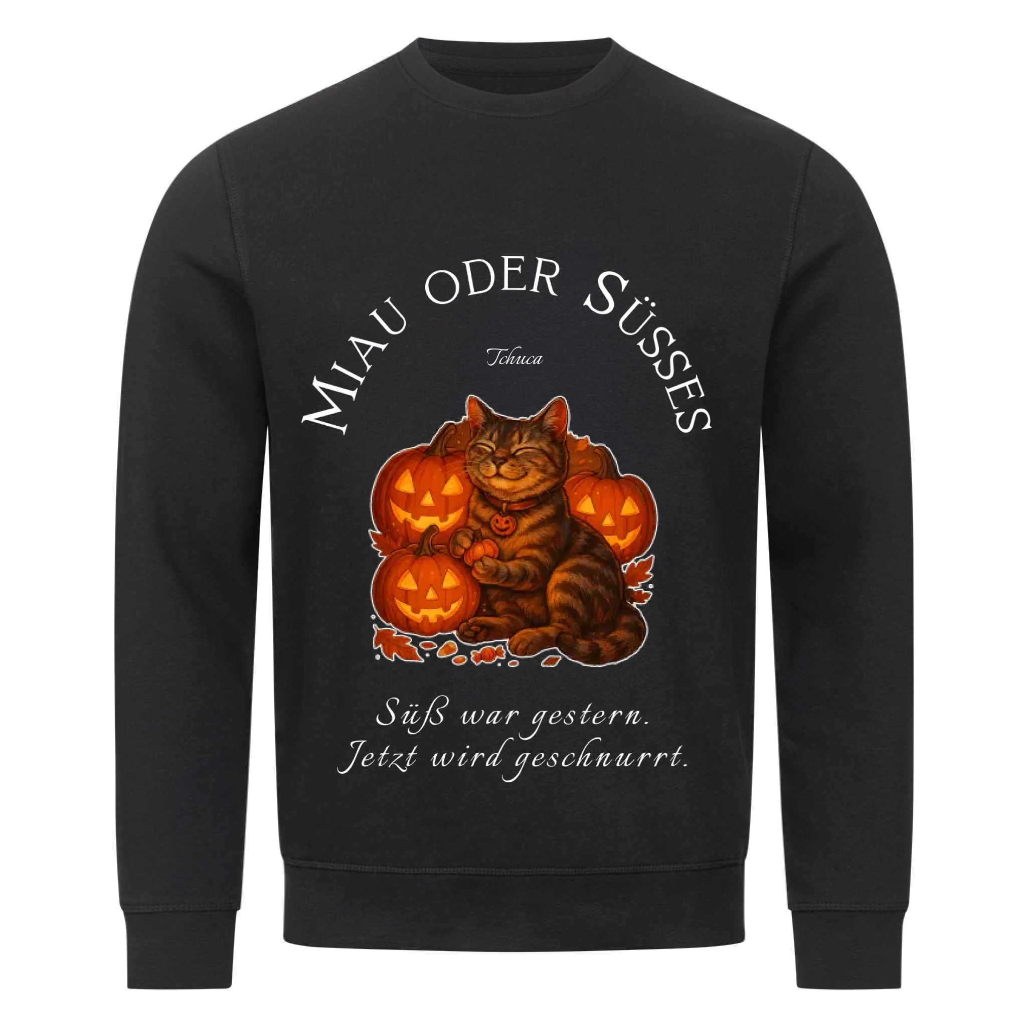 Happy Catloween - Katze im Halloween Style - Individuelles Premium Sweatshirt (Unisex)