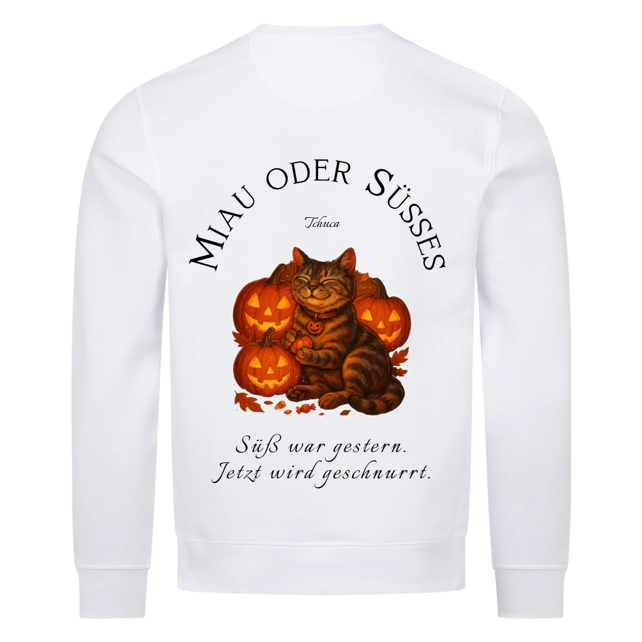 Happy Catloween - Katze im Halloween Style - Individuelles Premium Sweatshirt (Unisex)