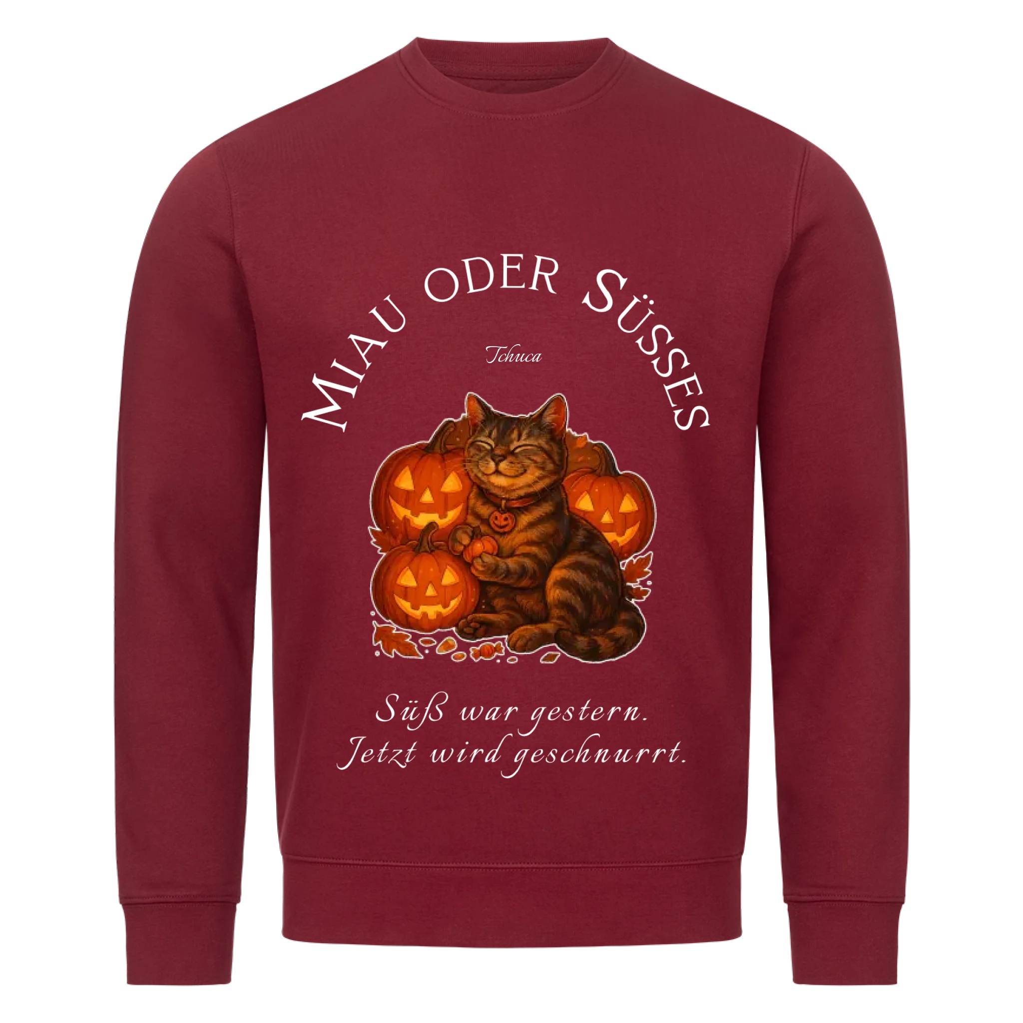 Happy Catloween - Katze im Halloween Style - Individuelles Premium Sweatshirt (Unisex)