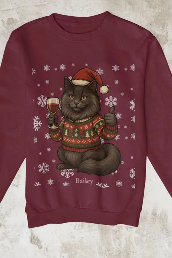 Weihnachtskatze - Individuelles Premium Sweatshirt (Unisex)