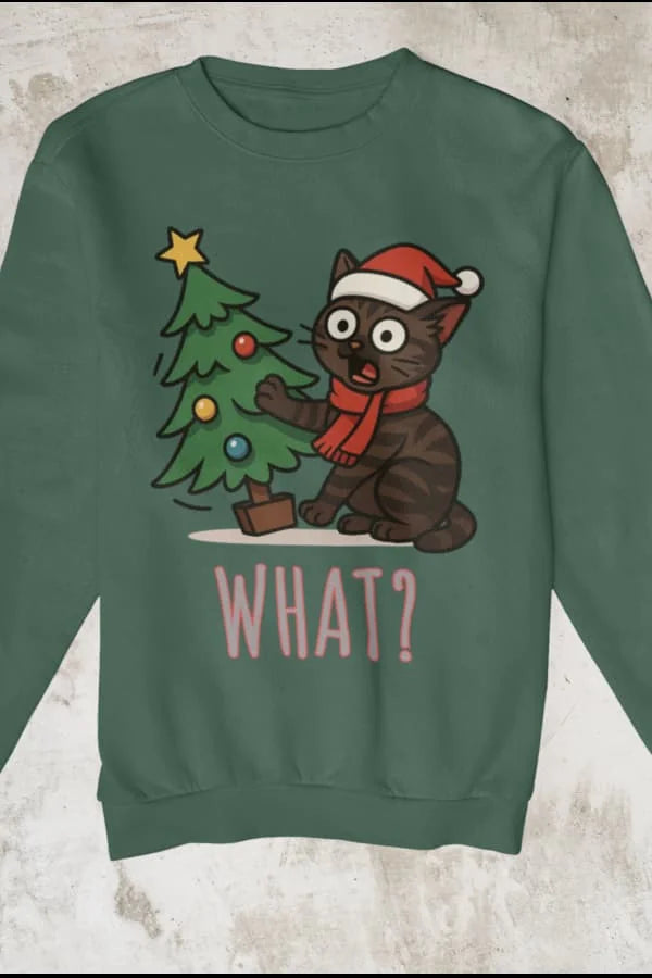 Katze & Weihnachtsbaum - Individuelles Premium Sweatshirt (Unisex)