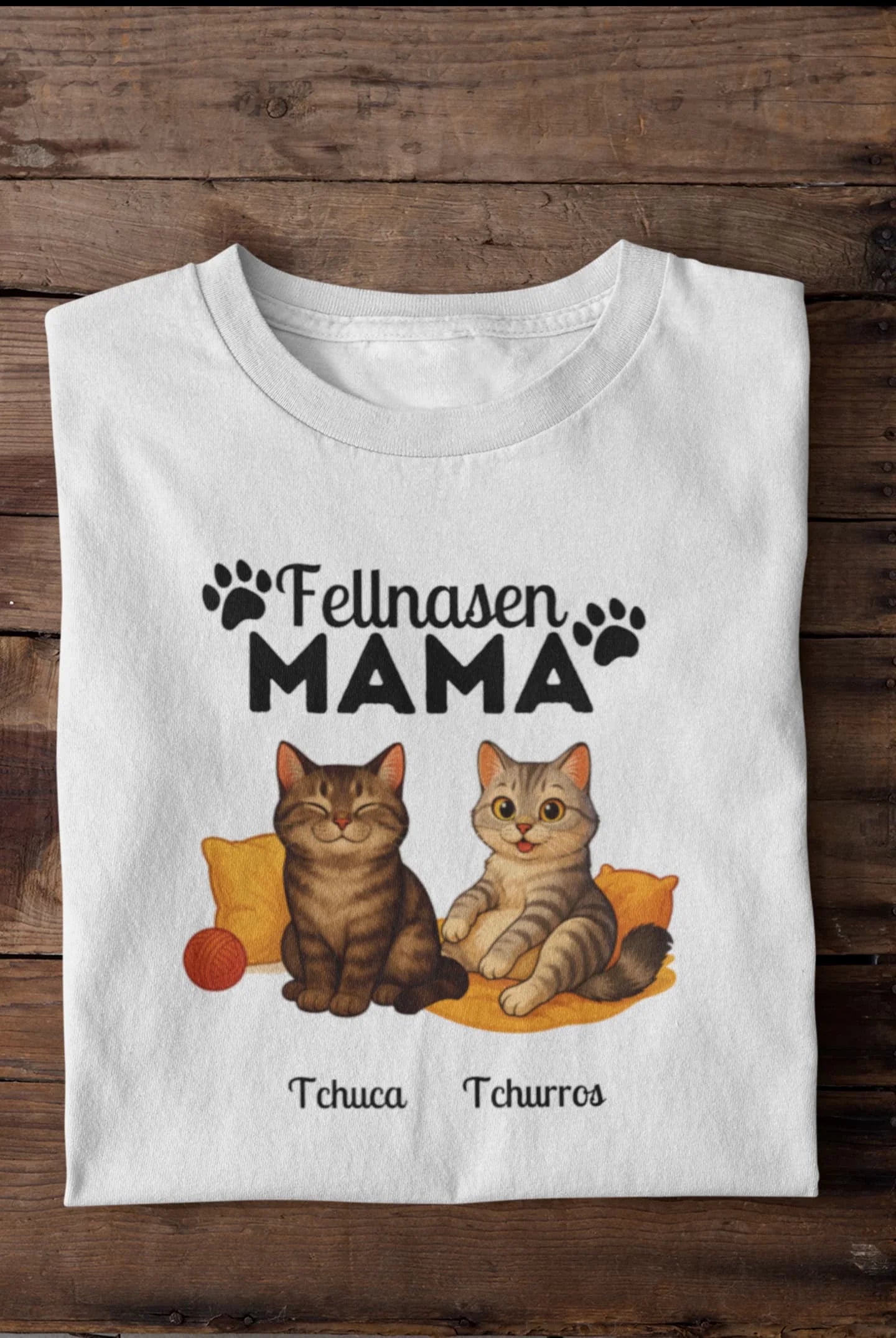 Fellnasen Mama Katze Premium T-Shirt - Eigenes Bild + Name