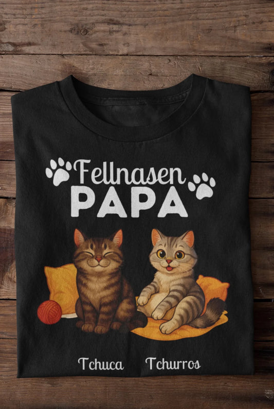 Fellnasen Papa Katze Premium T-Shirt - Eigenes Bild + Name