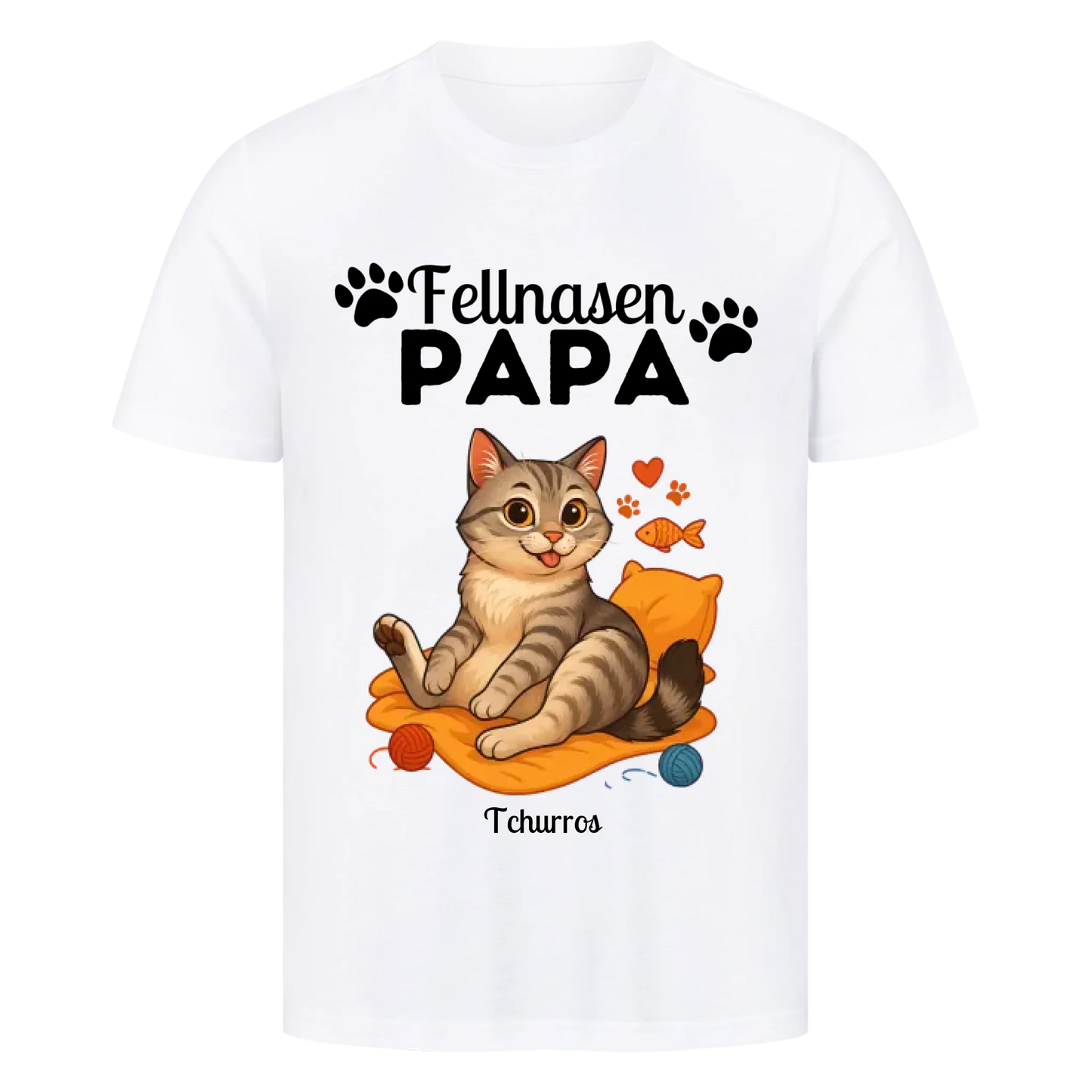 Fellnasen Papa Katze Premium T-Shirt - Eigenes Bild + Name