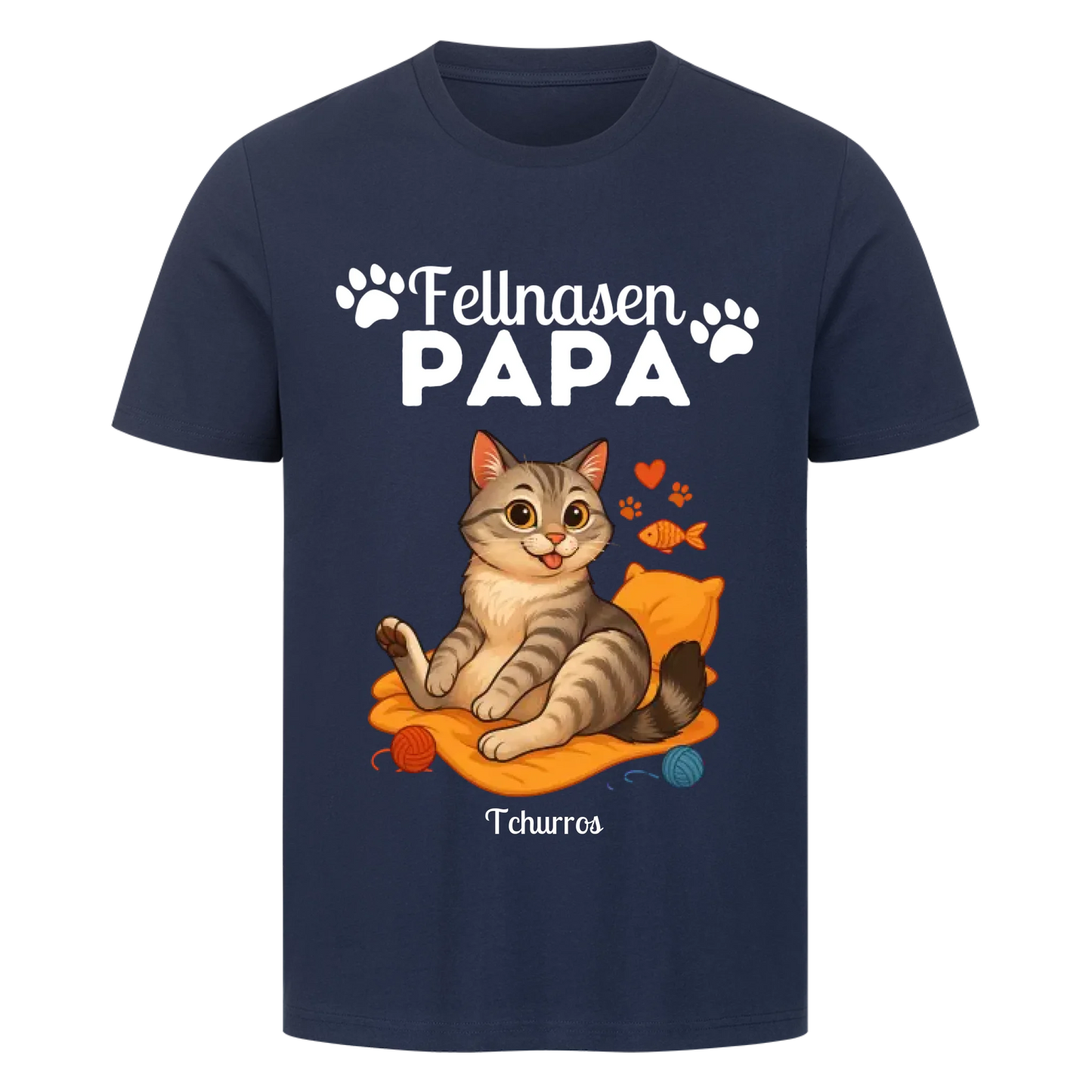 Fellnasen Papa Katze Premium T-Shirt - Eigenes Bild + Name