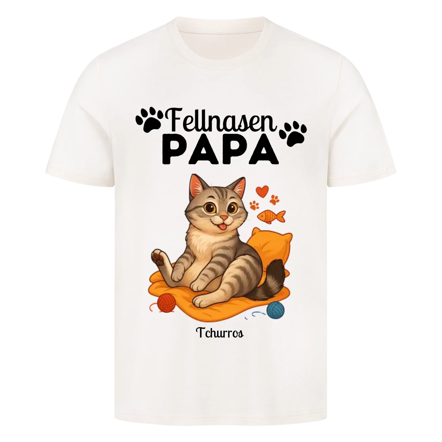 Fellnasen Papa Katze Premium T-Shirt - Eigenes Bild + Name