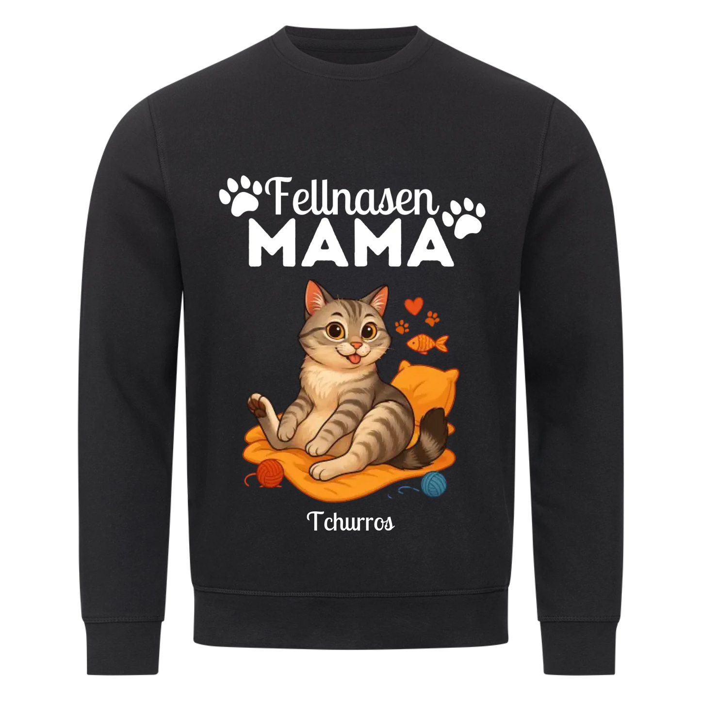 Fellnasen Mama Katze Bio Sweatshirt - Eigenes Bild + Name