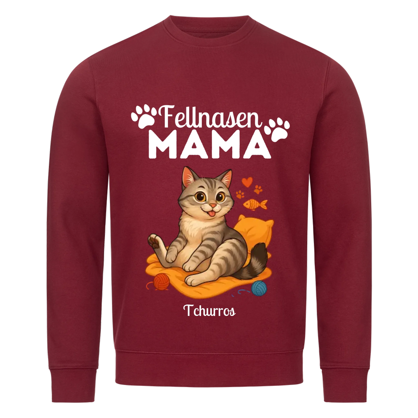 Fellnasen Mama Katze Bio Sweatshirt - Eigenes Bild + Name