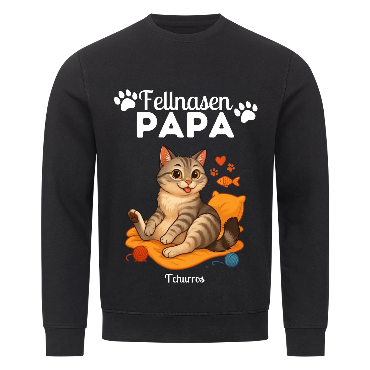 Fellnasen Papa Katze Bio Sweatshirt - Eigenes Bild + Name