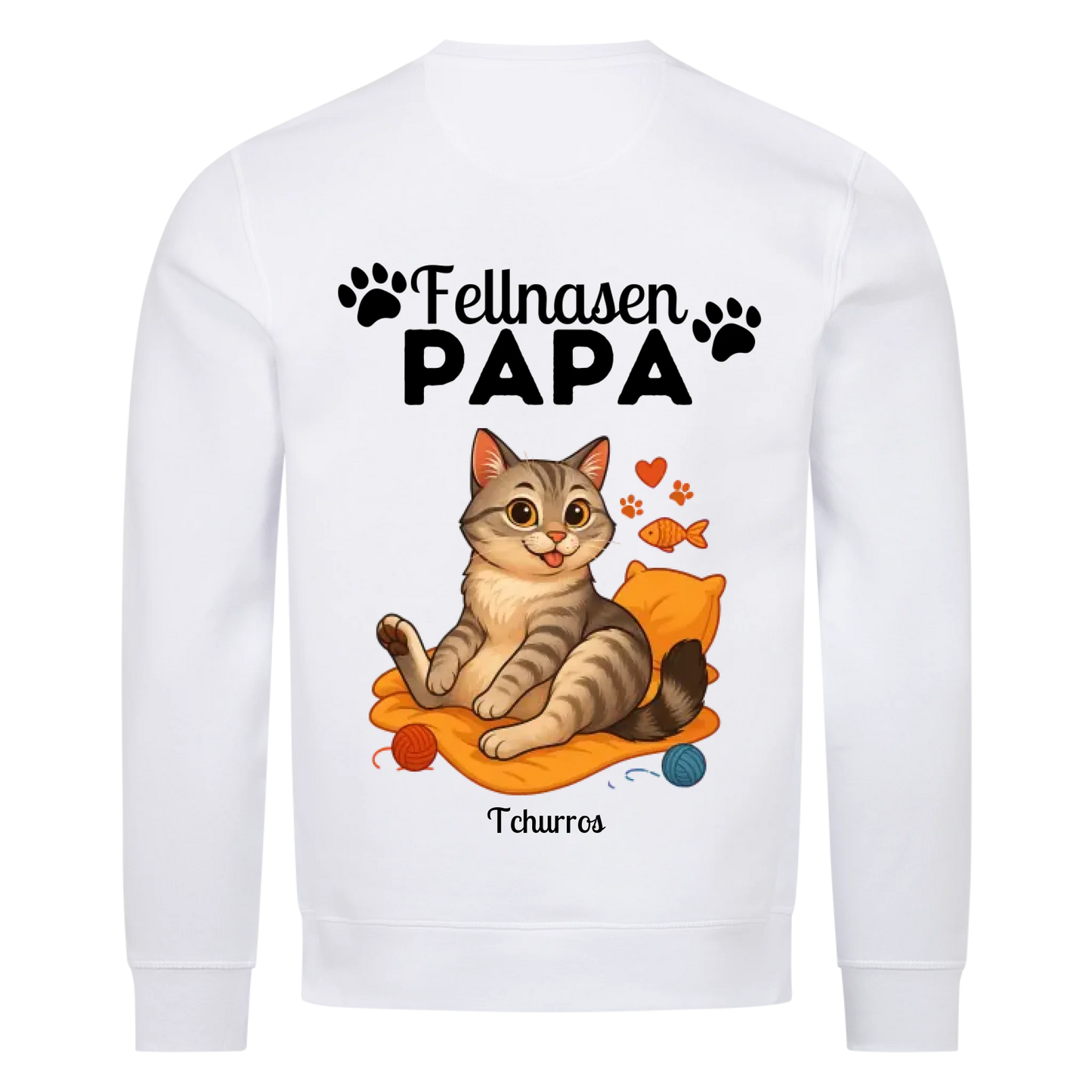 Fellnasen Papa Katze Bio Sweatshirt - Eigenes Bild + Name