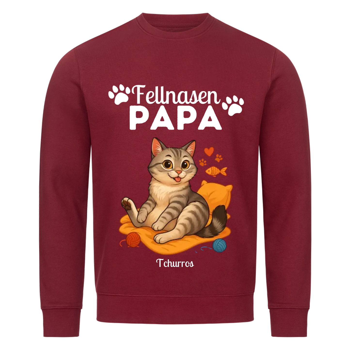Fellnasen Papa Katze Bio Sweatshirt - Eigenes Bild + Name