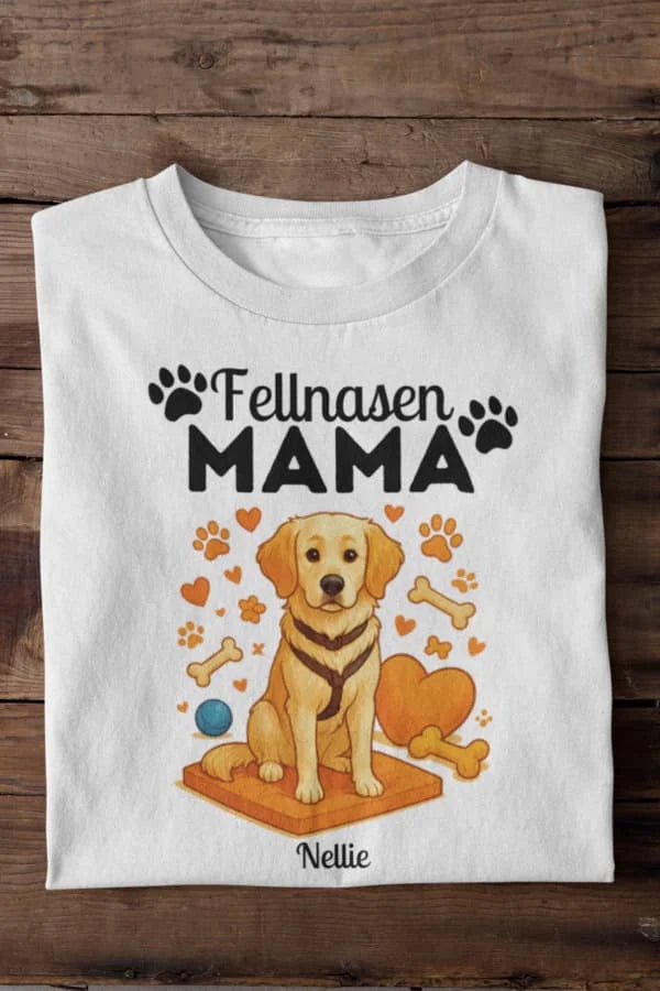 Fellnasen Mama Hund T-Shirt - Eigenes Bild + Name