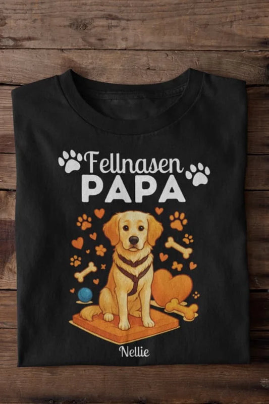 Fellnasen Papa Hund Premium T-Shirt - Eigenes Bild + Name