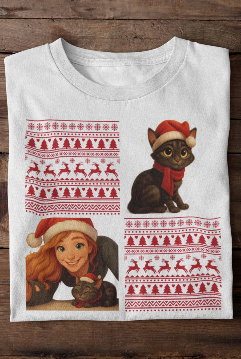 Weihnachtliche Comic-Märchen-Porträtcollage - Individuelles Premium T-Shirt