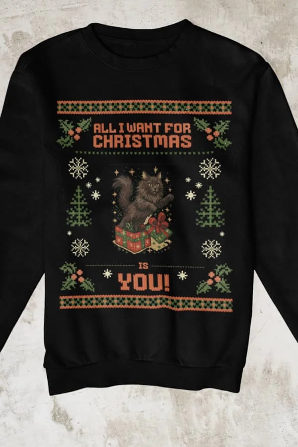 All I want Weihnachtspullover - Katzen - Individuelles Premium Sweatshirt (Unisex)