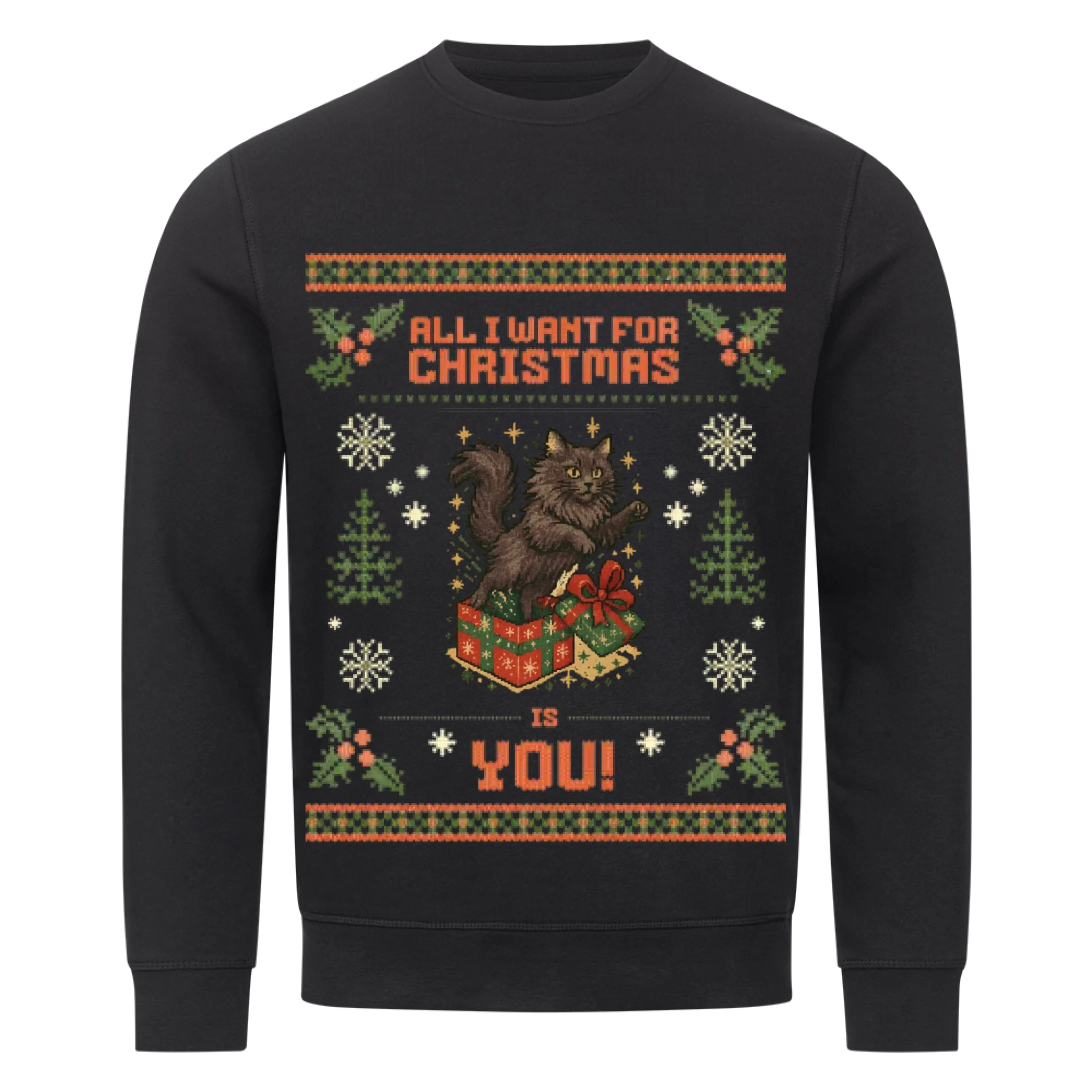All I want Weihnachtspullover - Katzen - Individuelles Premium Sweatshirt (Unisex)