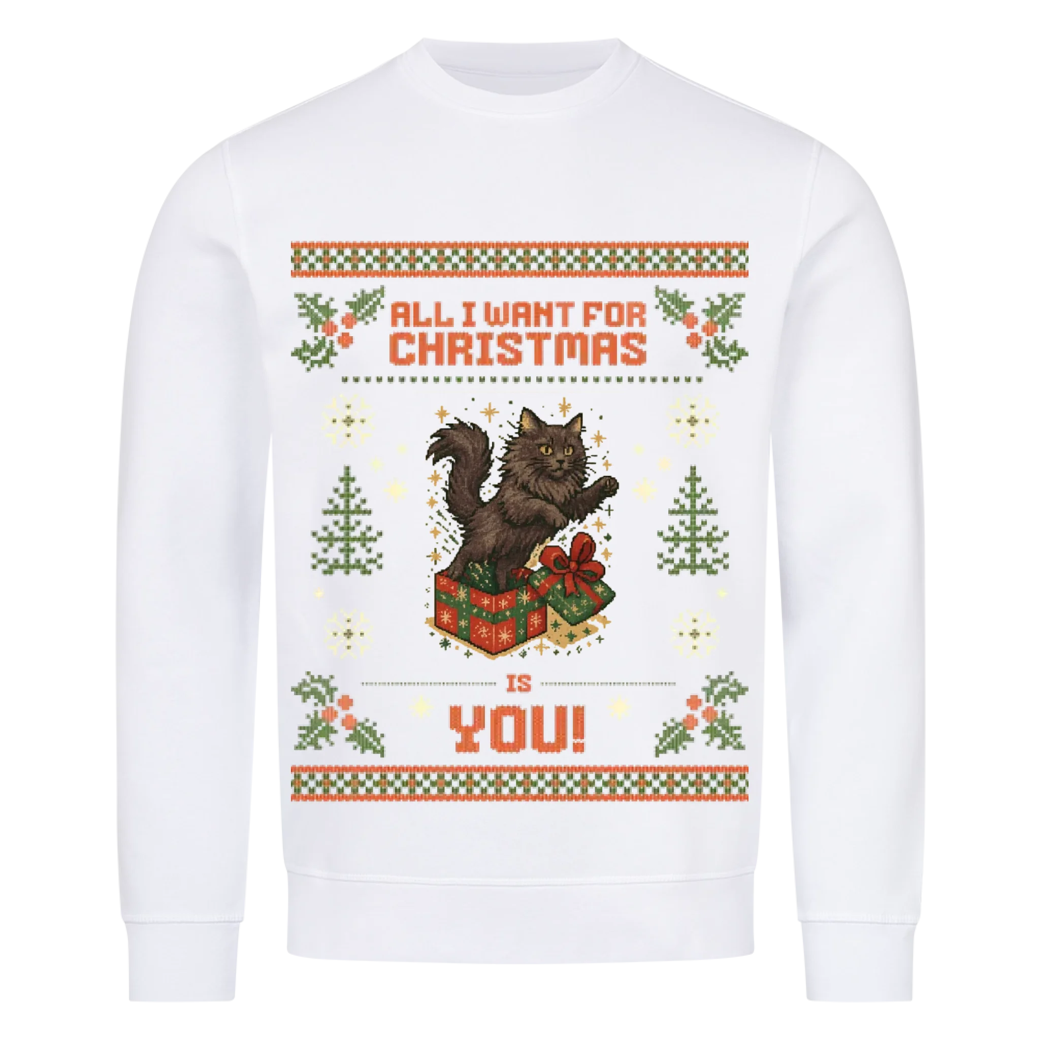 All I want Weihnachtspullover - Katzen - Individuelles Premium Sweatshirt (Unisex)