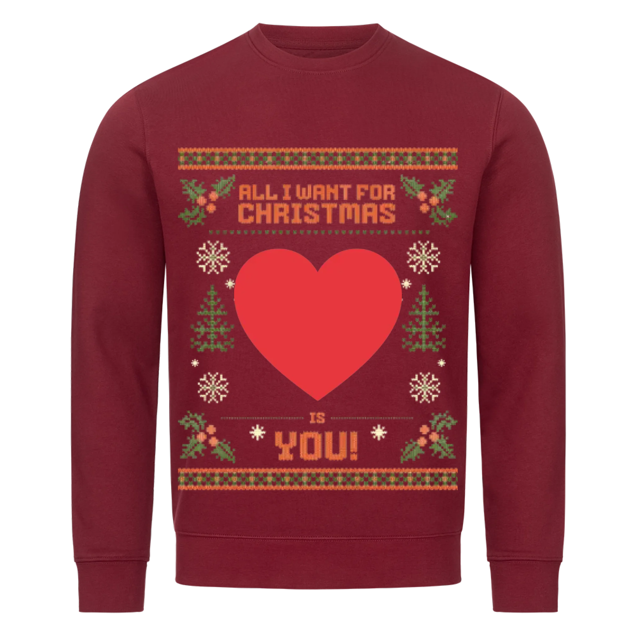 All I want - mit Foto -Weihnachtspullover - Individuelles Premium Sweatshirt (Unisex)