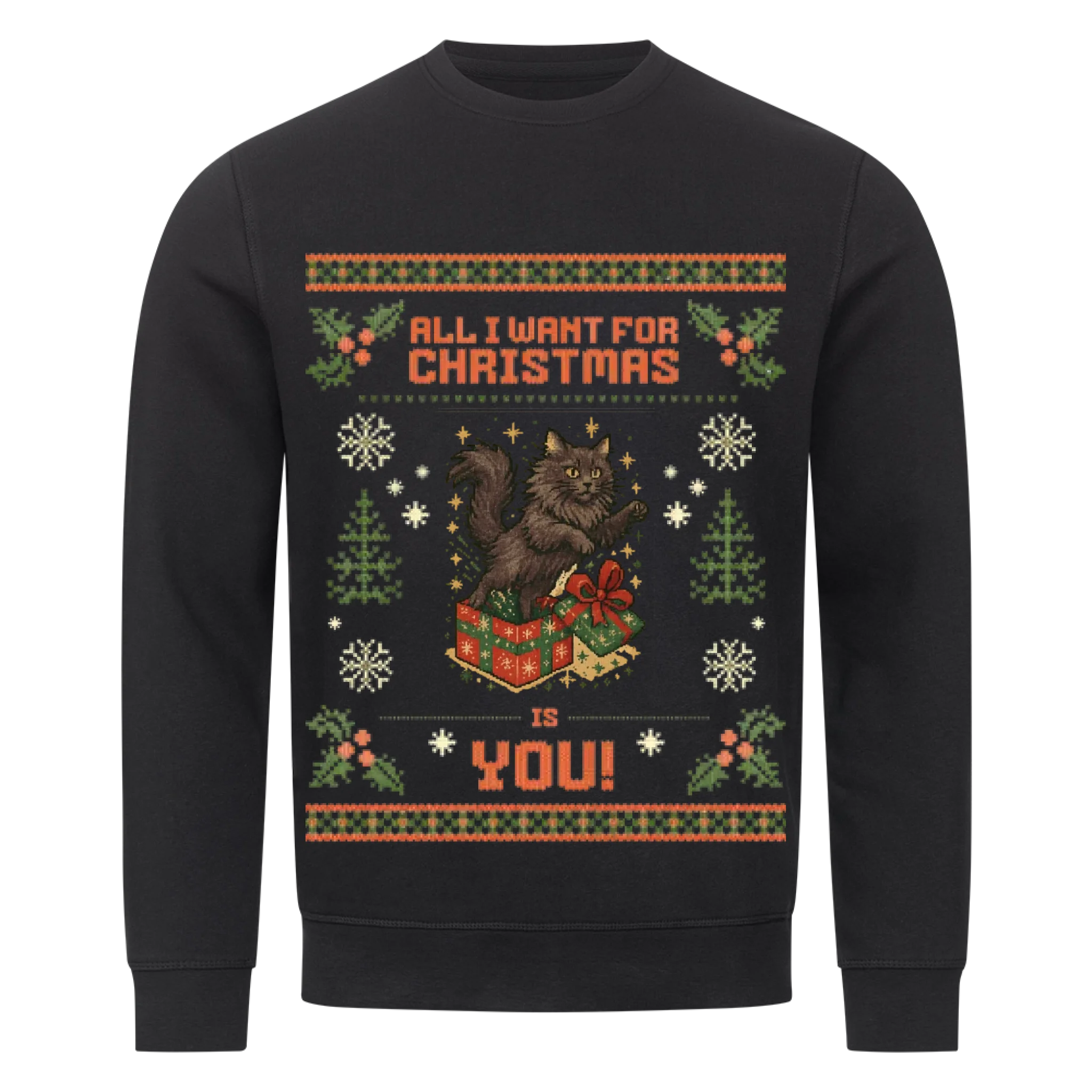 All I want Weihnachtspullover - Katzen - Individuelles Premium Sweatshirt (Unisex)
