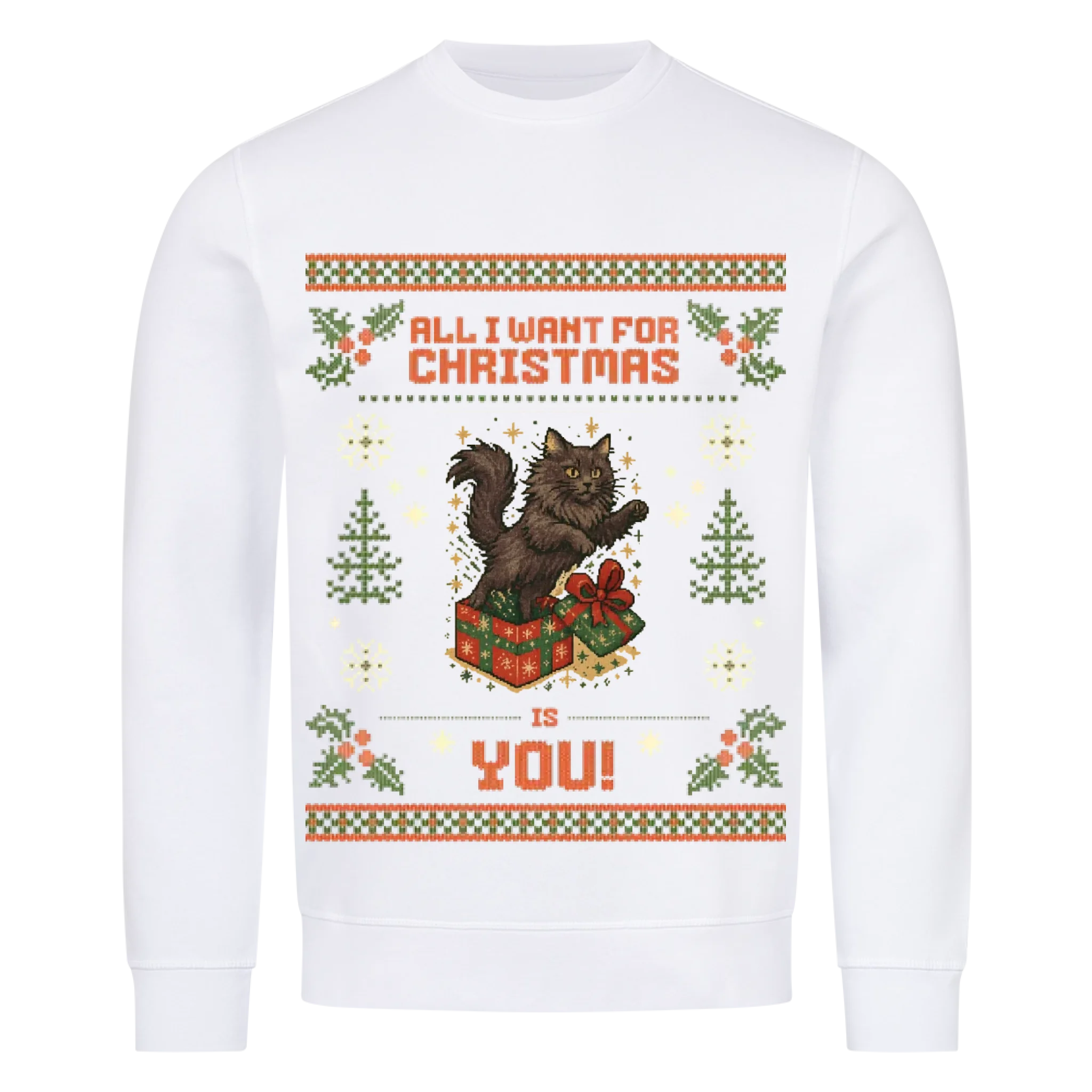 All I want Weihnachtspullover - Katzen - Individuelles Premium Sweatshirt (Unisex)