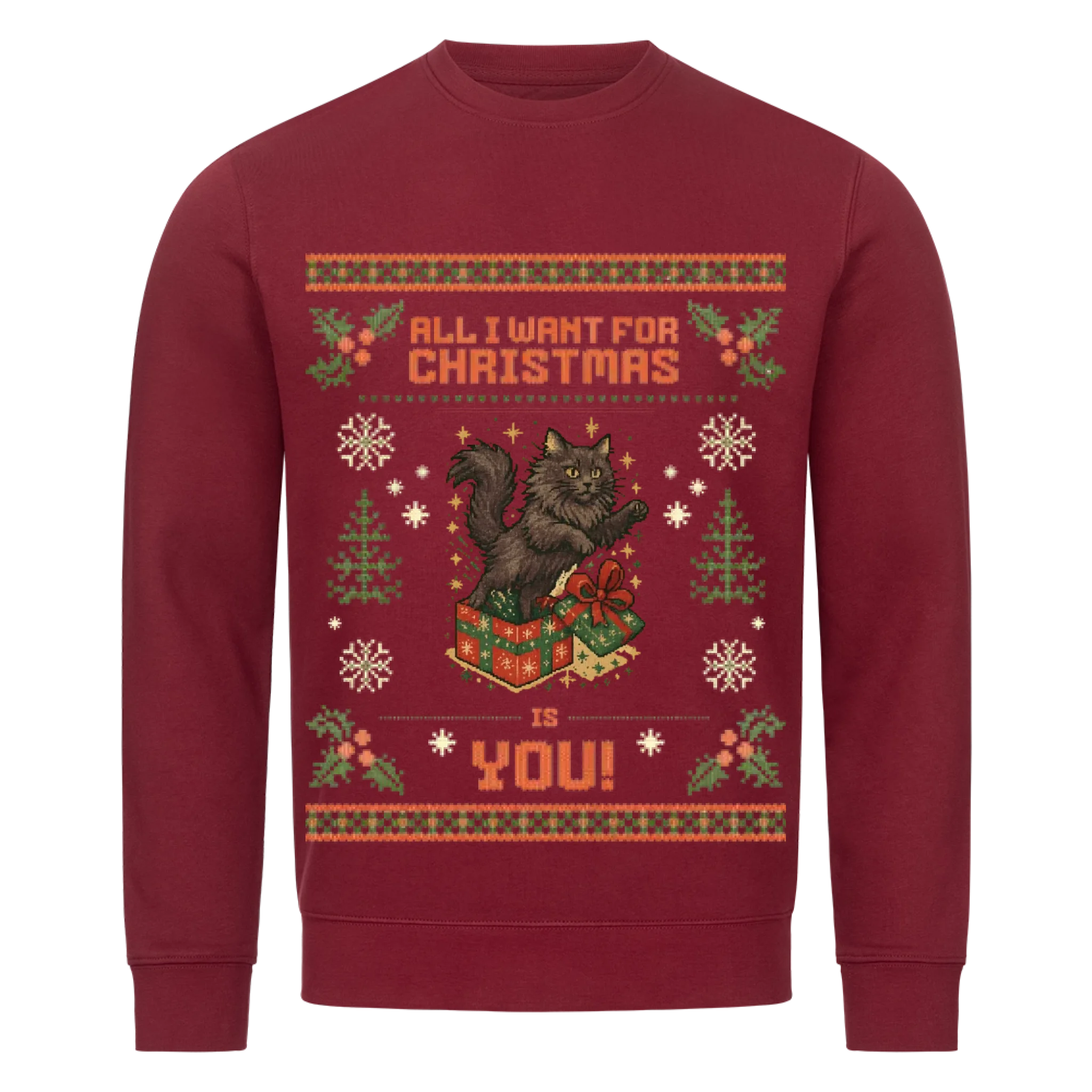 All I want Weihnachtspullover - Katzen - Individuelles Premium Sweatshirt (Unisex)