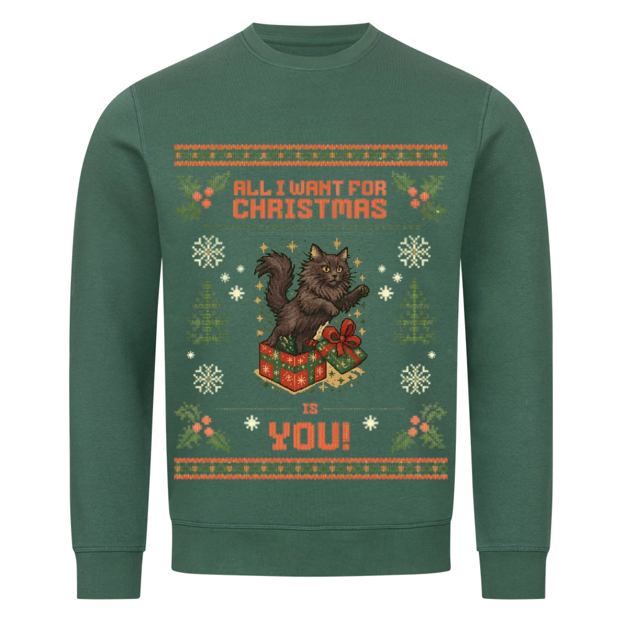 All I want Weihnachtspullover - Katzen - Individuelles Premium Sweatshirt (Unisex)