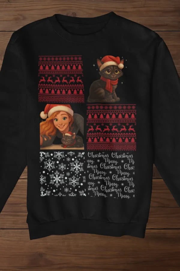Weihnachtliche Comic-Märchen-Porträtcollage - Individuelles Premium Sweatshirt (Unisex)